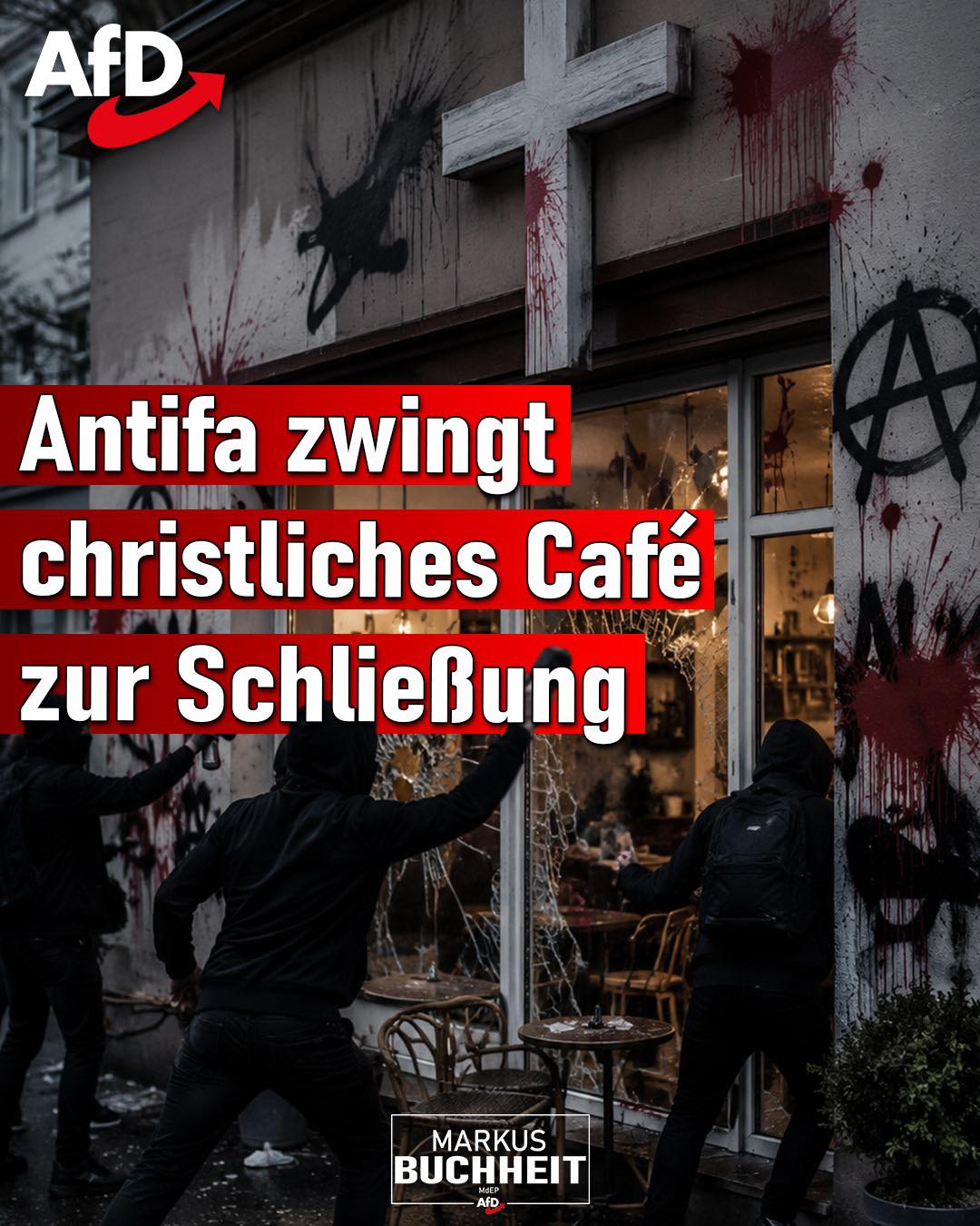 26 linksextreme Anschläge in nicht einmal drei Jahren! Beschmierungen, Sachbeschädigungen, Drohungen - ein christliches Kirchencafé in Leipzig muss schließen, weil die Angriffe einfach nicht aufhören.
Und wo bleibt der große Aufschrei? Wenn linksextreme Gewalt ein christliches Projekt zur Aufgabe zwingt, wird es erstaunlich still. Keine bundesweite Empörung, keine großen Solidaritätskampagnen, keine Aktionspläne gegen linken Extremismus.
Wer nicht ins Weltbild passt, bleibt mit der Gewalt allein. Deutschland braucht endlich eine Justiz, der Extremismus konsequent bekämpft - egal, von welcher Seite er kommt.
