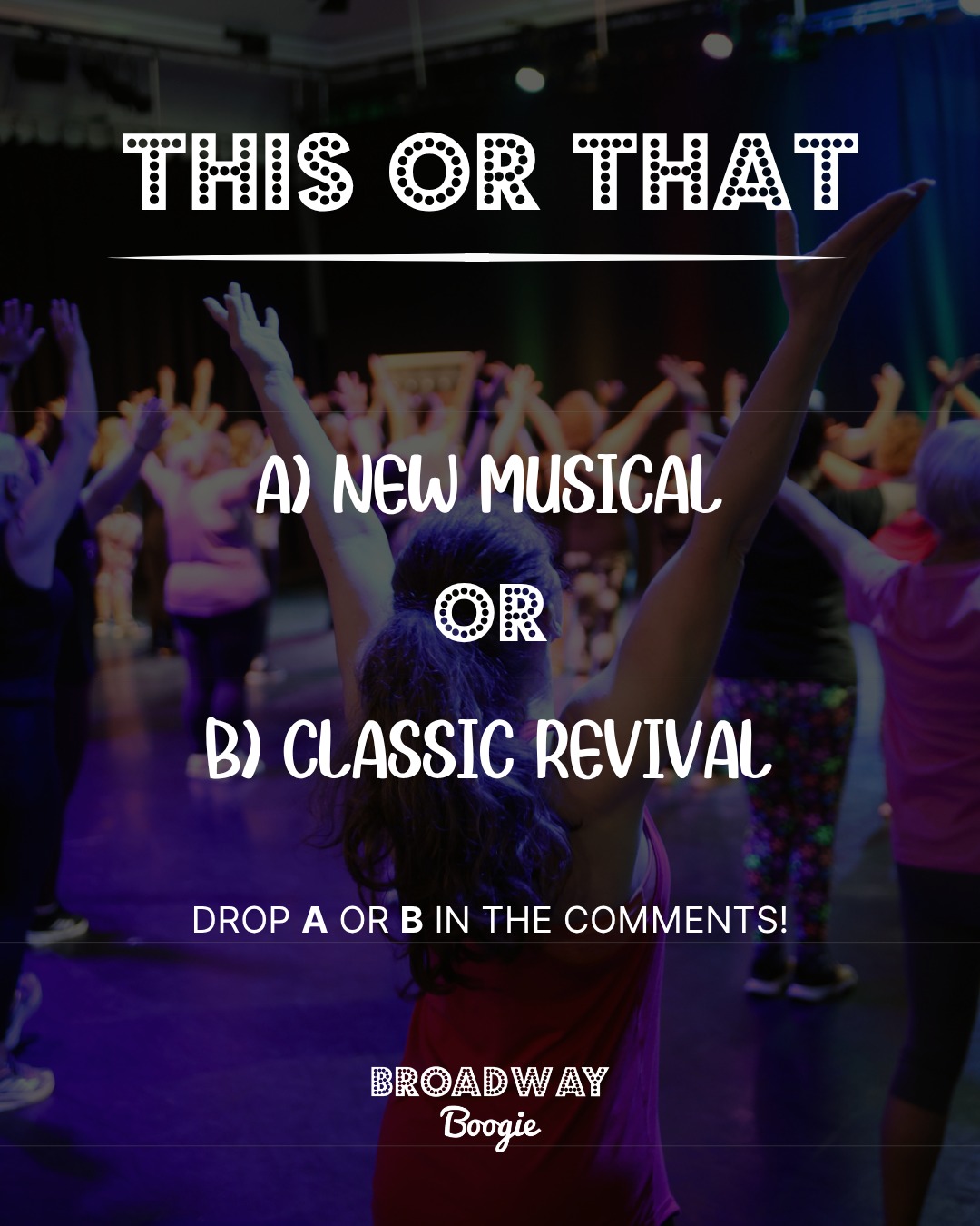 🎭 THIS OR THAT? 🎭
It's time to make the impossible choice...
Which one are you picking? 👇
#broadwayboogie #musicaltheatre #dancefitness #musicals #workout