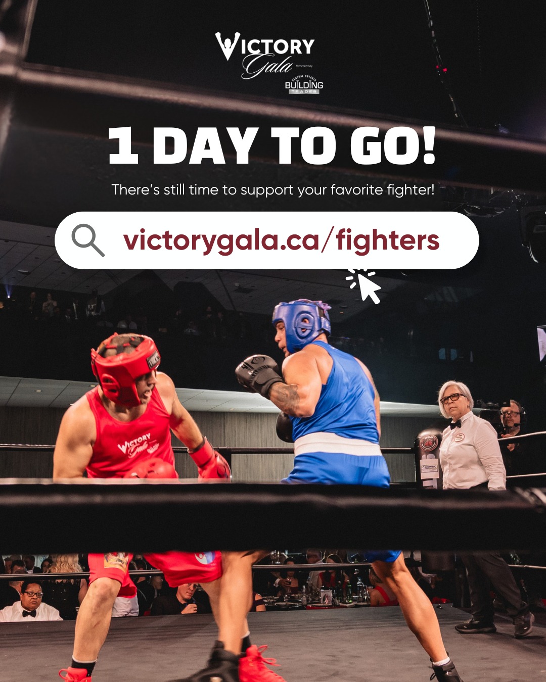 The wait is almost over! Victory Gala is happening tomorrow! 🔥
Our fighters have trained hard and are stepping into the ring to support an incredible cause. Help them cross the finish line and reach their fundraising goals by making a donation today at victorygala.ca/fighters