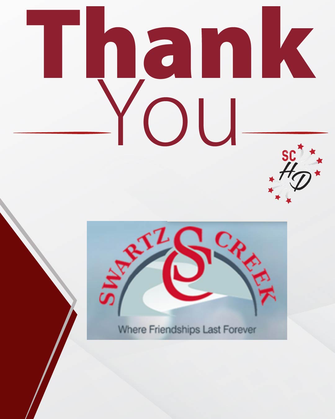 We’d like to give a HUGE thank you to the City of Swartz Creek for their services and support during Hometown Days!