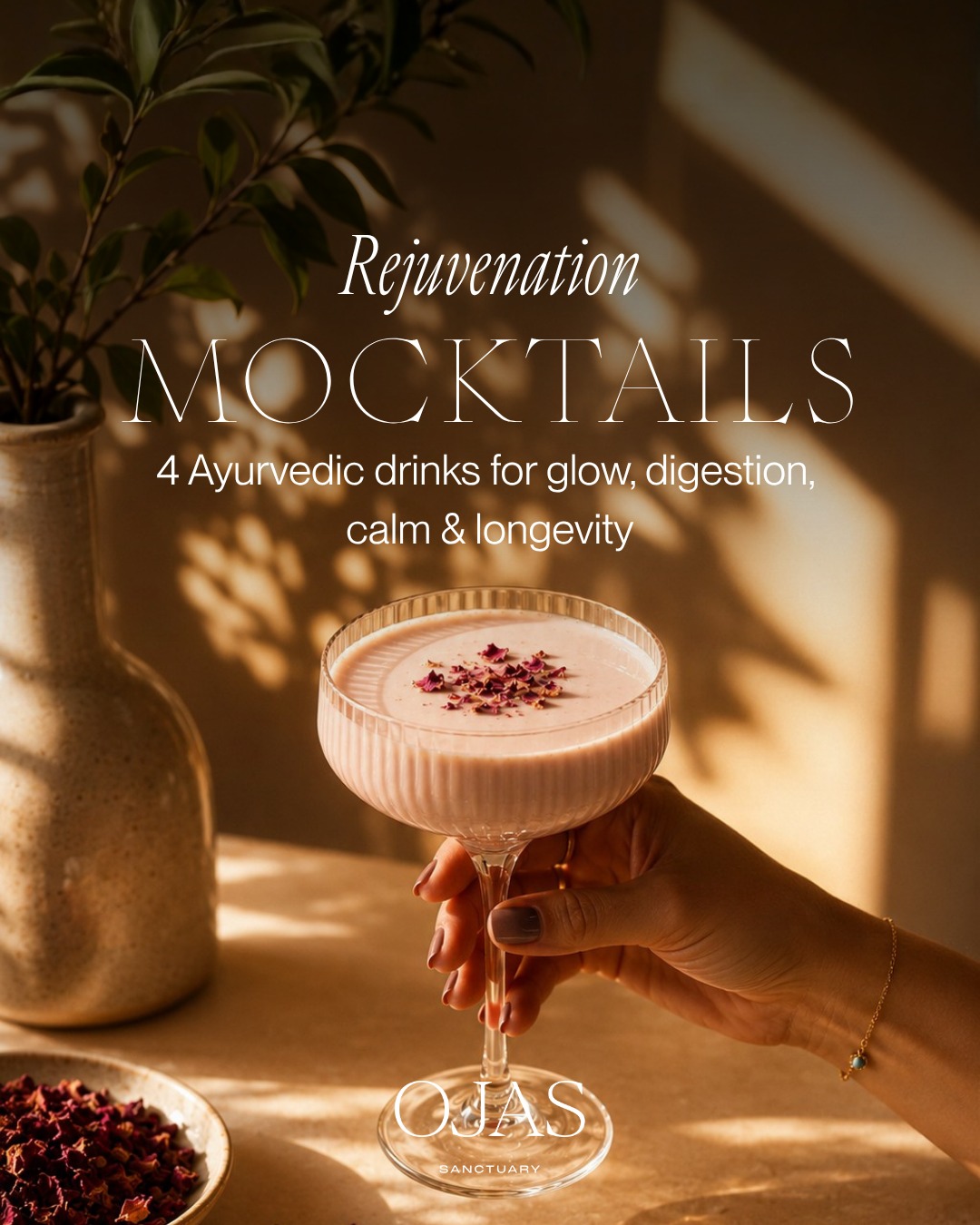Summer is right around the corner and we all love a refreshing drink this time of year.
So why not do it the Ayurvedic way?
These rejuvenation mocktails were created with ingredients that not only taste delightful, but also help support your digestion, skin, mood, and overall vitality.
Turmeric for its anti-inflammatory properties.
Blueberries for antioxidant support.
Mint, tamarind, and spices to awaken digestion.
Rose and cardamom to soothe the nervous system.
Small rituals like this can become a beautiful way to nourish yourself from within.
Which one would you try first?
#ayurveda #mocktails #longevity #ojassanctuary