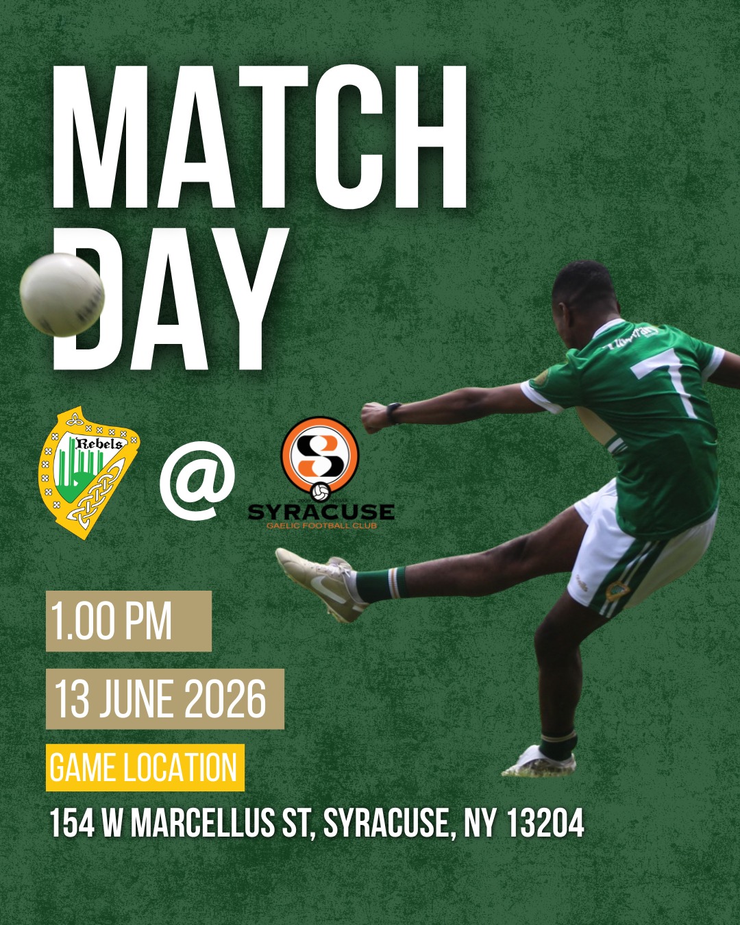 The Rebels return to competition this Saturday with their first away game of the season against the @syracuse_gaels! We're looking forward to a spirited match and some great craic after the game.
We'll see you out there!
.
.
.
.
#midwestgaa #albanyrebels #albanyny #capitaldistrict #capitalregion #newyork #gaelicsports #gaa #usgaa #gaelicfootball #hurling #camogie