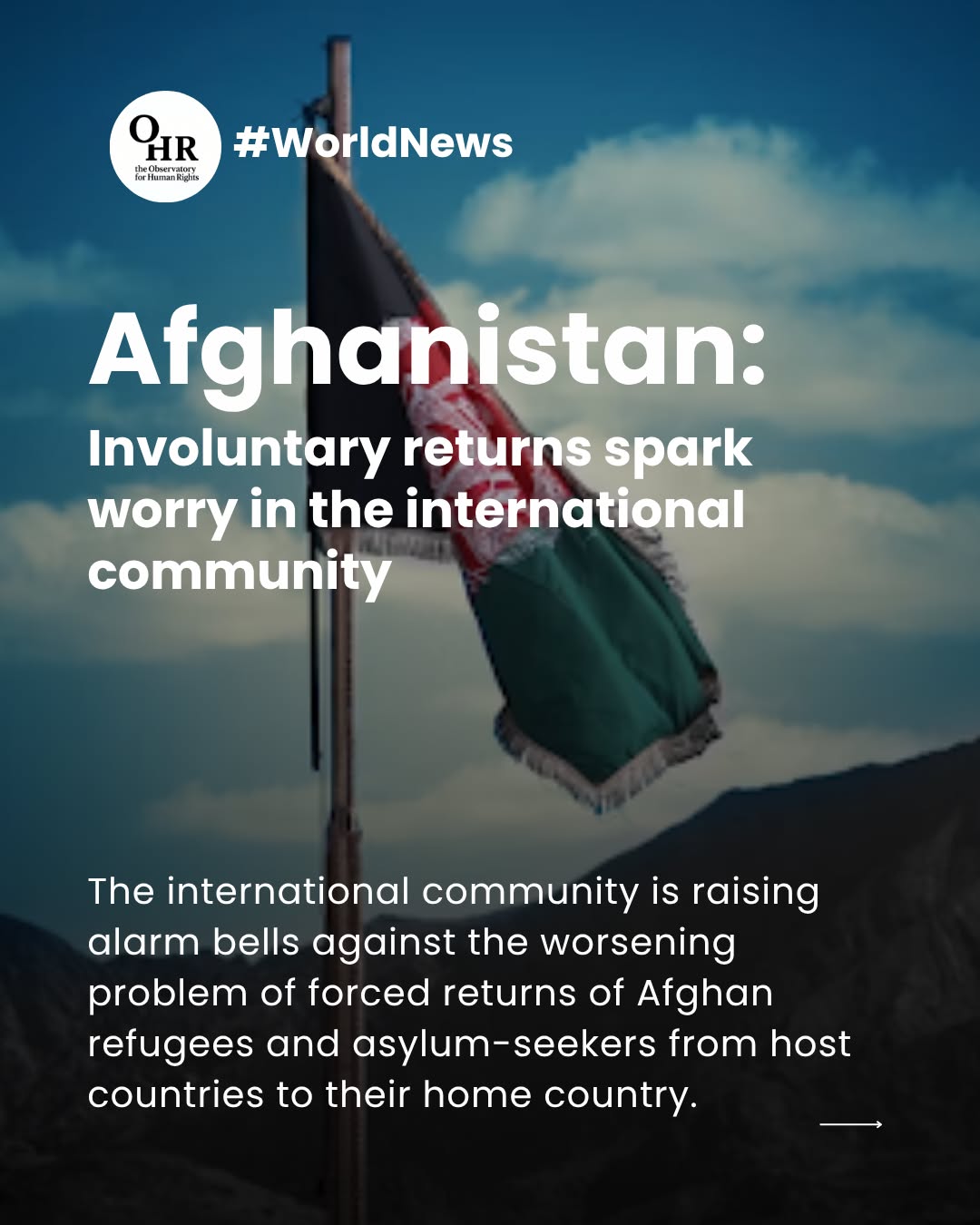 🇦🇫The international community is raising alarm bells against the worsening problem of forced returns of Afghan refugees and asylum-seekers from host countries to their home country.
These refugees are being returned not only from neighbouring countries of Iran and Pakistan, but also from various EU States. Returnees are at risk of grave human rights violations upon returning. Reports have already denounced arbitrary arrests, unlawful detention, torture and extra-judicial killings.
The situation is putting a further strain on a country already plagued by a weak economy and infrastructure and suffering the consequences of a grave humanitarian crisis. Forced returns to Afghanistan have also been denounced as a blatant violation of refugee law, specifically of the principle of non-refoulement.
👉 Follow to stay informed
👉 Share it to raise awareness
👉 Join the conversation in the comments
Written by: Alessia Milillo
🖇️ Read the full article: https://www.theobservatoryforhumanrights.com/post/involuntary-returns-to-afghanistan-spark-worry-in-the-international-community
#ohrobservatory #theobservatoryforhumanrights #humanrights #ohr