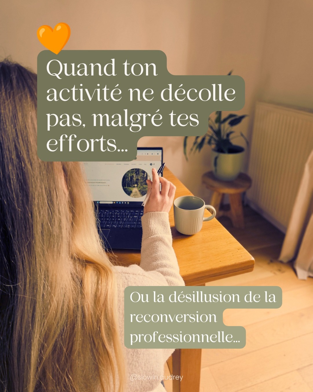 Tout le monde pense que le plus dur dans une reconversion, c’est de se lancer…❌
Mais c’est faux 👇
Tu quittes un métier qui ne te correspond plus.
Tu trouves enfin une idée.
Tu te formes.
Tu crées ton activité.
Et pourtant, quelques mois plus tard, tu réalises que le plus difficile n’était pas de te lancer…
c’est de réussir à en vivre. 🧡
C’est ce que j’appelle :
La désillusion d’après reconversion 🎭
Finalement, tu te dis :
“J’ai fait une reconversion pour plus de liberté…
et je me retrouve à stresser encore plus qu’avant.”
La vérité, c’est que beaucoup de personnes vivent exactement ça après leur reconversion.
Pas parce qu’elles ne sont “pas faites pour entreprendre”.
Mais parce qu’on ne leur a jamais appris comment construire une activité viable.
👉 Elles démarrent souvent par les mauvaises choses : site internet, cartes de visite, poster sur insta, un bureau à payer…
…avant même d’avoir clarifié les fondations :
→ à qui elles s’adressent vraiment
→ comment elles se positionnent sur leur marché
→ comment leur stratégie peut générer réellement des clients
→ comment leur offre est structurée pour être vendable
Résultat : beaucoup d’efforts… peu de résultats.
Et à un moment, ça ne tient plus.
---
💡 C’est exactement pour ça que j’ai créé une masterclass gratuite :
Les piliers (trop souvent) oubliés pour vivre de son activité
Ou, pourquoi tu ne trouves pas de clients malgré tous tes efforts (et comment inverser ça) ?
---
🎯 L’objectif n’est pas de “faire plus”.
C’est de comprendre pourquoi ça ne fonctionne pas comme prévu
et surtout quoi ajuster pour que ton activité devienne enfin viable.
---
Si tu sens que tu fais beaucoup d’efforts…
mais que les résultats ne suivent pas vraiment…
👉 cette masterclass est pour toi.
Lien d’inscription en bio.