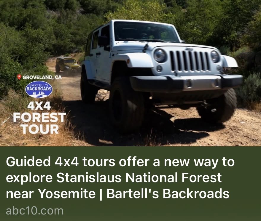 We are so excited to see our friends at @mora_jeeptours featured on Bartell’s Backroads! 🚙🌲
https://www.abc10.com/video/entertainment/television/programs/backroads/4x4-tours-explore-stanislaus-national-forest-yosemite-bartells-backroads/103-ec32f65d-745f-4f0b-ad4e-6e2cbe8247d7
Kim’s story is about so much more than an incredible off-road adventure. After her husband passed away unexpectedly, she found a way to keep moving forward and transform the business they had built together. With the help of her daughter, retired Navy, Miller’s Off Road Adventures has continued to grow into a truly special family-run business.
Today, they are helping visitors explore the backroads of the Stanislaus National Forest, discover breathtaking views beyond Yosemite’s crowds, and experience a side of our region that most travelers never get to see.
We are incredibly proud to partner with this resilient, adventurous, local mother-daughter team. Watch the Bartell’s Backroads feature, then book a Jeep and experience it for yourself!
#MillersOffRoadAdventures #BartellsBackroads #StanislausNationalForest #YosemiteAdventures #VisitGroveland #SupportLocal