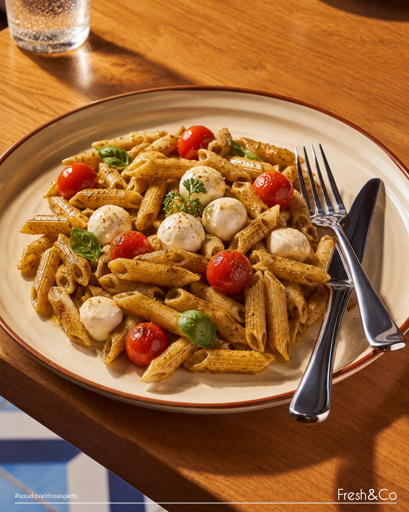 Penne Integral ao Pesto sem Glúten 🍃🍅
Uma combinação leve, saborosa e cheia de frescor: penne integral sem glúten envolvido no molho pesto de manjericão, acompanhado de muçarela de búfala cremosa, tomates-cereja e cubos de frango cuidadosamente preparados.
Perfeito para quem busca uma refeição equilibrada sem abrir mão do sabor.
Disponível em nosso restaurante ou no seu aplicativo de delivery favorito.