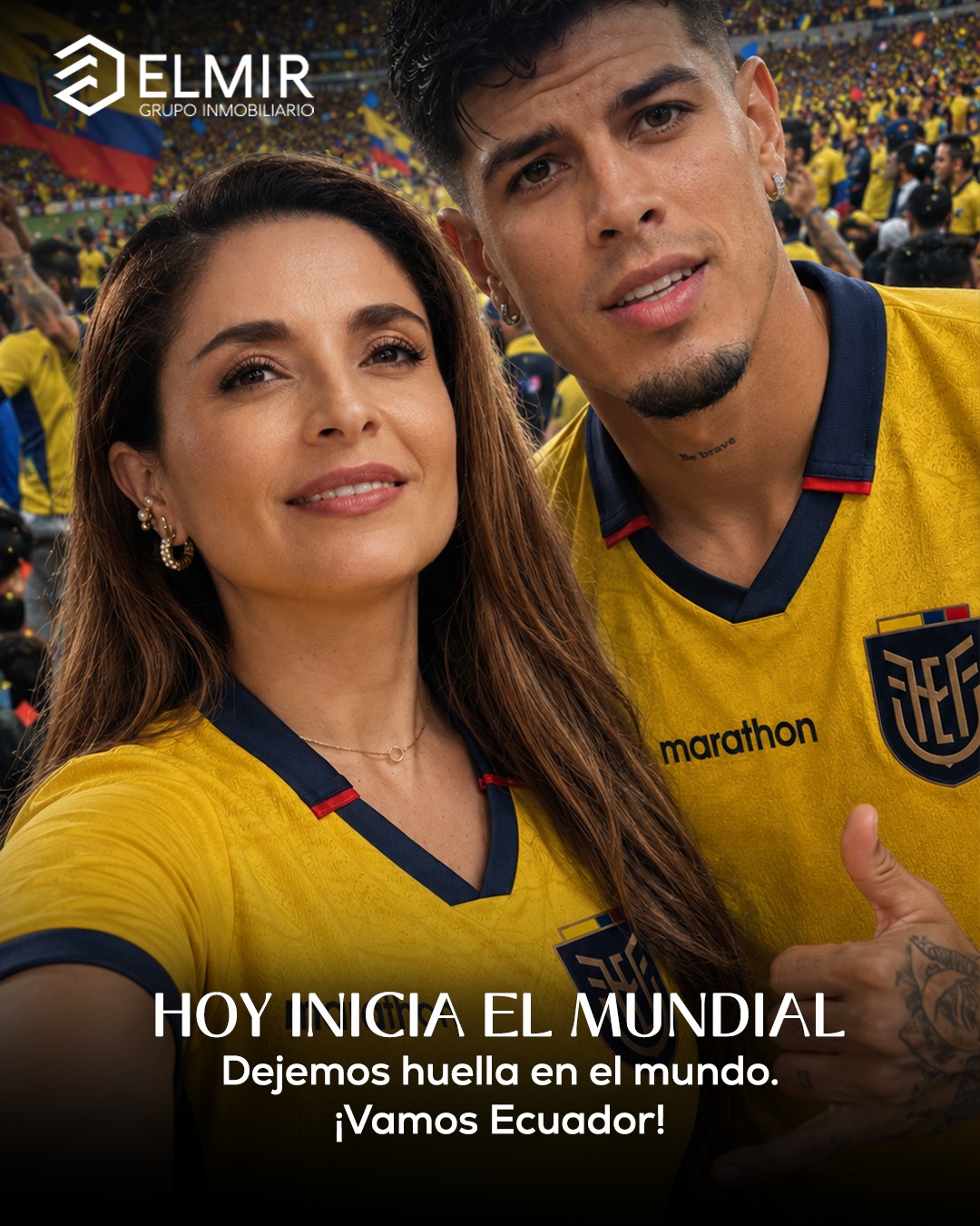 ⚽🏠 Un país, una camiseta y una misma ilusión. 🇪🇨⚽
Desde Elmir Grupo Inmobiliario nos unimos al sentimiento de todos los ecuatorianos para apoyar a nuestra selección en el inicio de esta gran aventura mundialista.
¡Vamos Ecuador, a dejar el nombre del país en lo más alto! 💛💙❤️
Dejemos huella en el mundo. ¡Vamos Ecuador!
⚽🏡✨
📲 Escríbenos hoy y asegura tu espacio: 095 893 0812
📲 Contáctanos por WhatsApp: 095 893 0812 https://www.elmirgrupoinmobiliario.com/
#ElmirGrupoInmobiliario #Mundial2026 #VamosEcuador