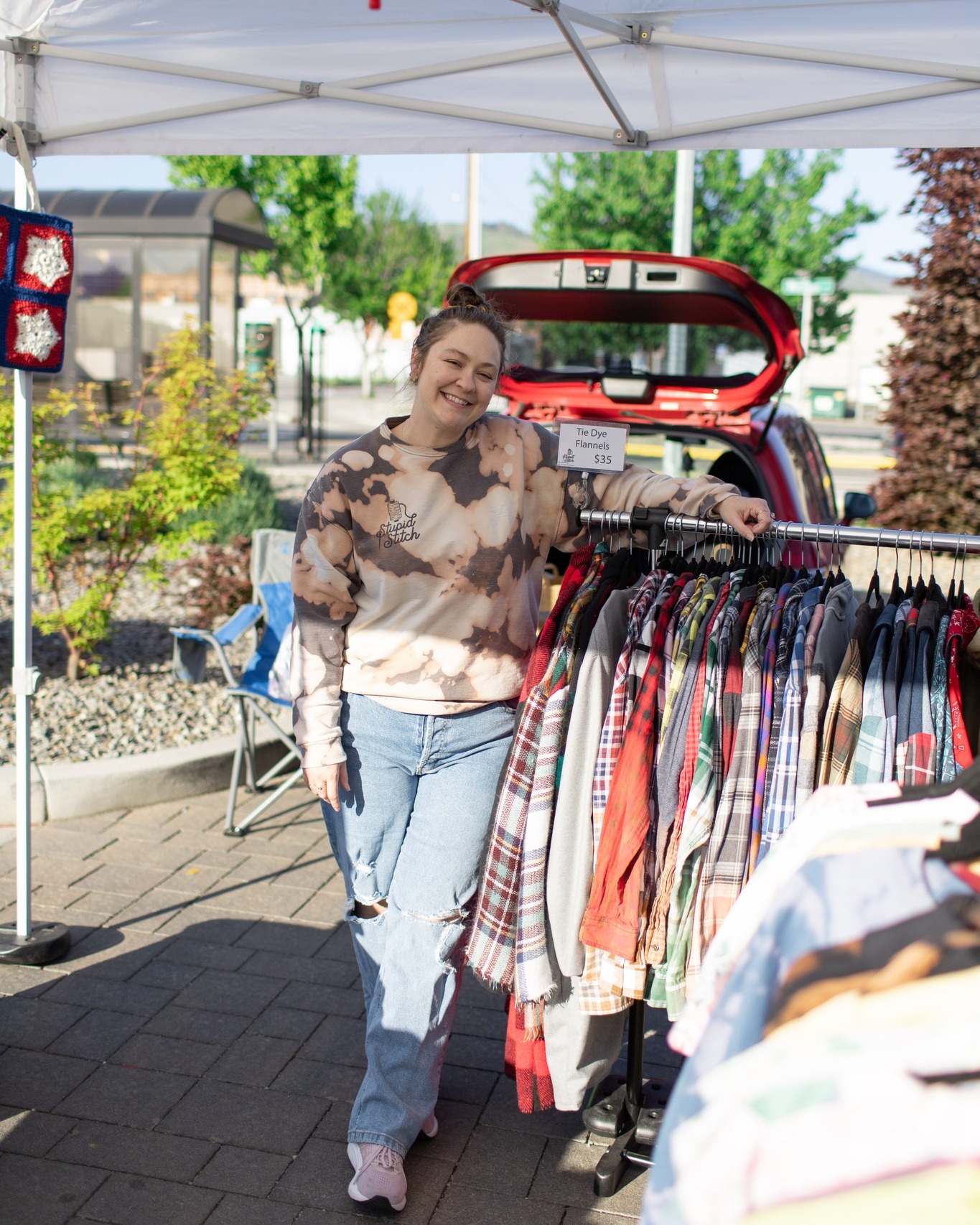 VENDOR SPOTLIGHT!!!
@stupid.stitch is a sustainable clothing brand based in Wenatchee, WA, creating stylish and handmade pieces from recycled and thrifted materials. Founded by Marsha, it grew from a small creative outlet into a mission driven brand focused on ethical fashion. Each piece, whether hand tie dyed, hand embroidered or home sewn, is made with care to help you look good, feel good and do good for the planet. Swing by the Market and say hello to Marsha, you might just find the Perfect thing for you.
#VendorSpotlight #ArtisansCare #SewfortheFeels
๐ธby @nataliasheartphotography