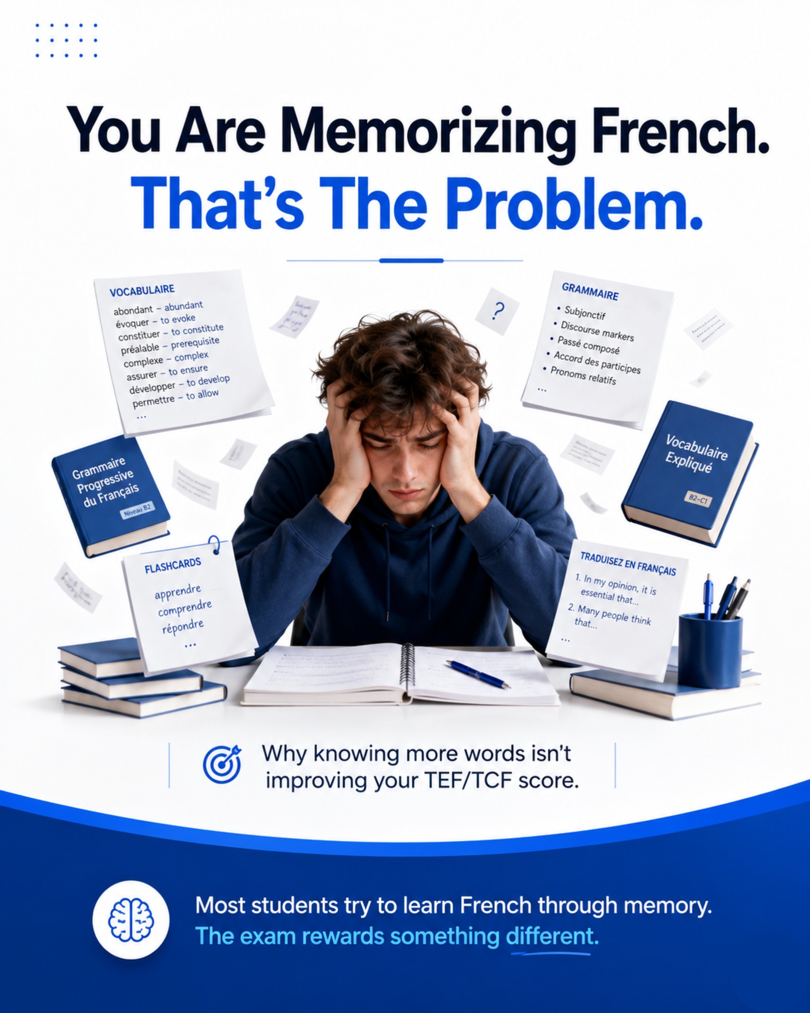 Most French learners try to memorize the language.
Vocabulary lists.
Grammar rules.
Conjugation tables.
But fluency comes from recognizing patterns, not memorizing facts.
The more examples you see in context, the faster your brain starts understanding how French actually works.
Stop asking, "What should I memorize?"
Start asking, "What patterns can I notice?"
That's when French becomes easier.
#visa #canada #studyincanada #studyvisa #explorecanada #canadavisa #canadalife #workvisa #workpermit #canadapr #pnp #ircc #ExpressEntry #ontario #quebec #Employment #TEF #TCF #bonjourquebec