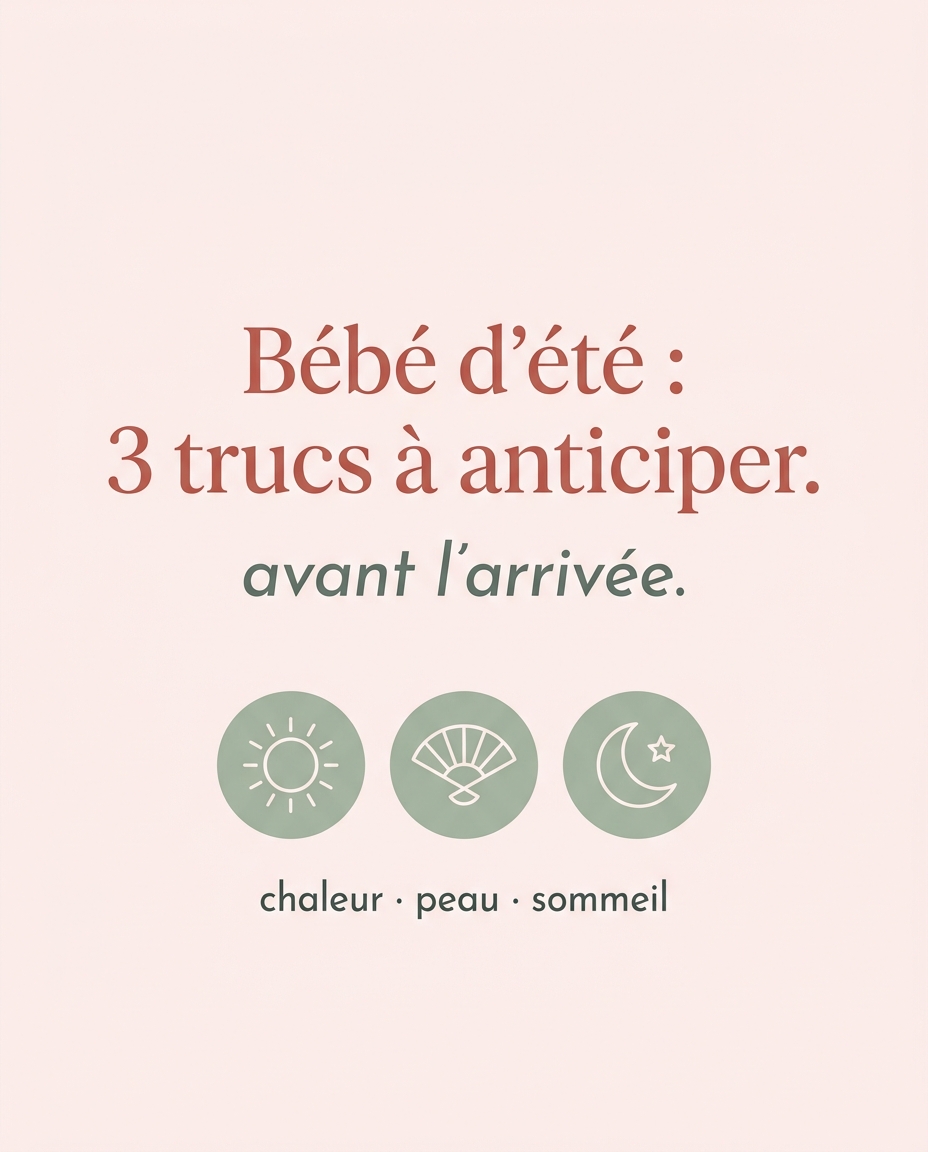 Tu attends un nouveau-né pour juin, juillet ou août ? 🌞
3 trucs à anticiper pour ton été de fin de grossesse / début de post-partum 👇
☀️ 1. La chaleur
Ton corps de fin de grossesse régule moins bien la température. Hydratation +++, vêtements en lin/coton, ventilateur sur la table de chevet — pas de débat.
🍼 2. La peau
La tienne (sueurs, irritations). La sienne — fessier rouge, plis humides. Linge propre, change fréquent, ombre stricte avant 6 mois.
😴 3. Le sommeil
La chaleur fragilise les nuits — les tiennes comme les siennes. Cherche la fraîcheur sans courant d'air, tenue légère, et accepte que les nuits soient plus hachées en été 🌷
Si tu as une question sur ton été — DM ouverts ou premier appel gratuit en bio <3
#bebedete #grossessedete #postpartumete #doulaparis #doulacharlie