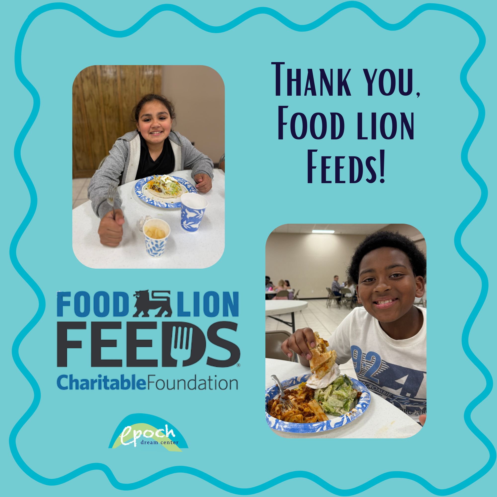 At Epoch, we know that children thrive when their basic needs are met.
Thanks to a generous Nourishing Our Neighbors grant from the Food Lion Feeds Charitable Foundation, we're able to help ensure our students have greater access to nutritious food while supporting healthy habits that can last a lifetime.
We're grateful for partners like @foodlion who understand that investing in a child's well-being today helps create brighter opportunities for tomorrow!
