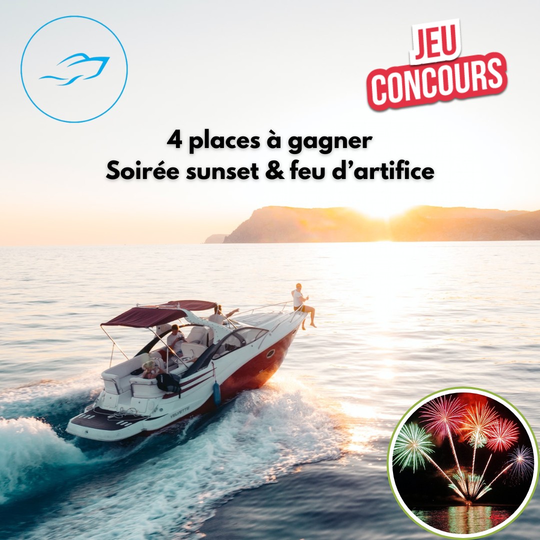 ✨ JEU CONCOURS ✨
4 places à gagner pour une soirée Sunset & Feux d’Artifice en bateau, dans un cadre unique, avec une vue imprenable sur la Baie de Cannes. Profitez d’un magnifique coucher de soleil avant d’assister au célèbre spectacle pyrotechnique qui illuminera le ciel cannois. 🌅🎆
📌 Pour participer :
Like cette publication ❤️
Suis notre compte ✅
Identifie les personnes avec qui tu souhaites partager cette soirée 👥
Partage cette publication en story pour doubler tes chances 🍀
📅 Tirage au sort le 01 juillet 2026 et le gagnant sera contacté par message privé.
Bonne chance à toutes et à tous ! ✨🍀
#JeuConcours #Cannes #Sunset #FeuxDArtifice #ConcoursInstagram #CotedAzur #SoireeMagique #GoodLuck