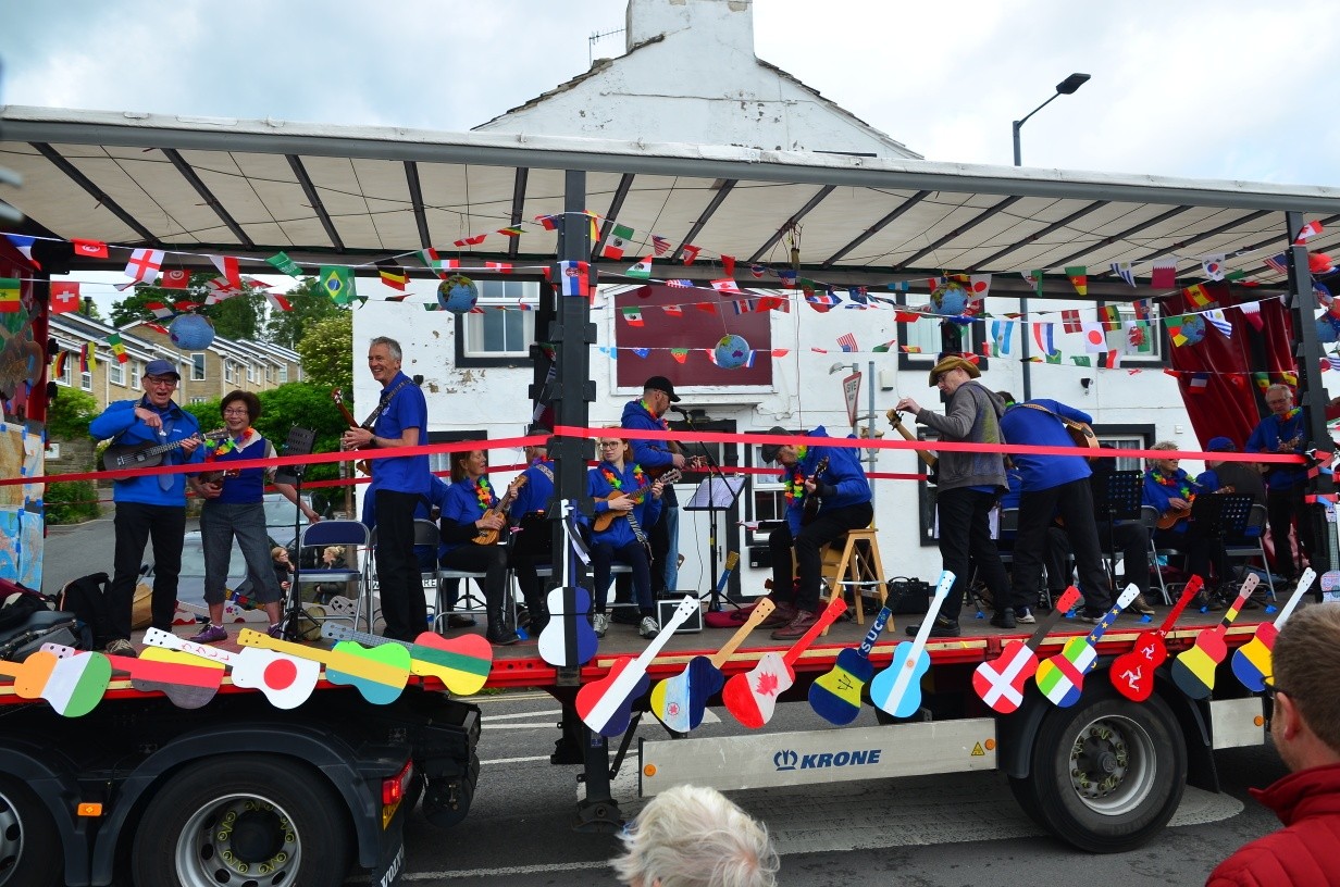 Here we are, mid-procession yesterday.