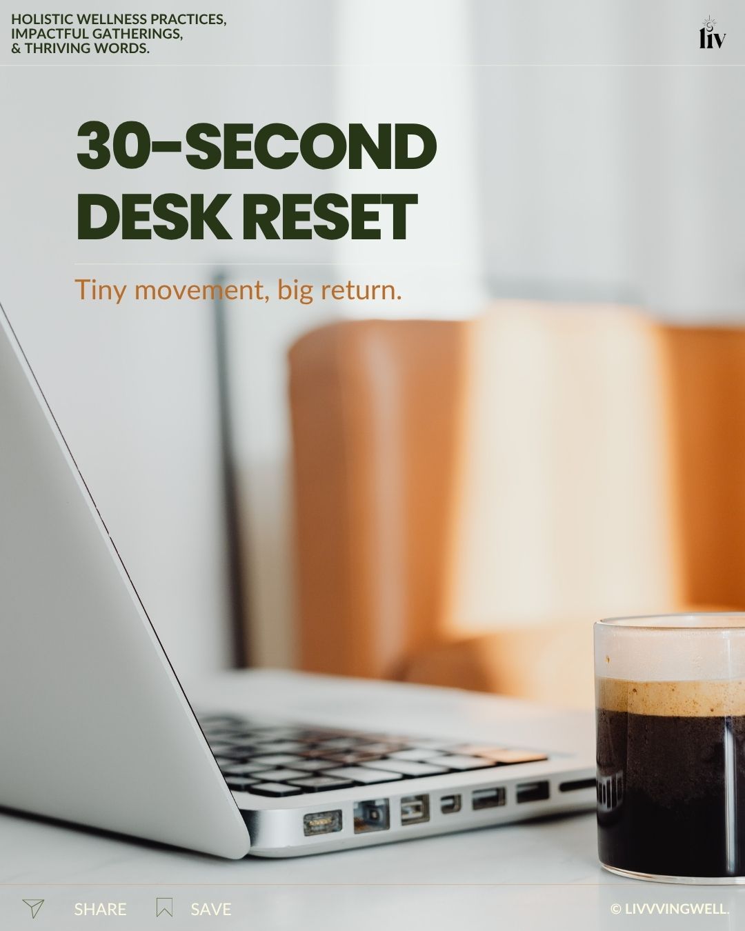 A small pause to remind your body that it’s not just here to hold everything — it’s here to support you too.
Try it between tasks, before a meeting, or any time your energy starts to feel scattered.
Even thirty seconds is enough to come back to yourself. A small reset for the body can create a softer way back into the rest of your day.