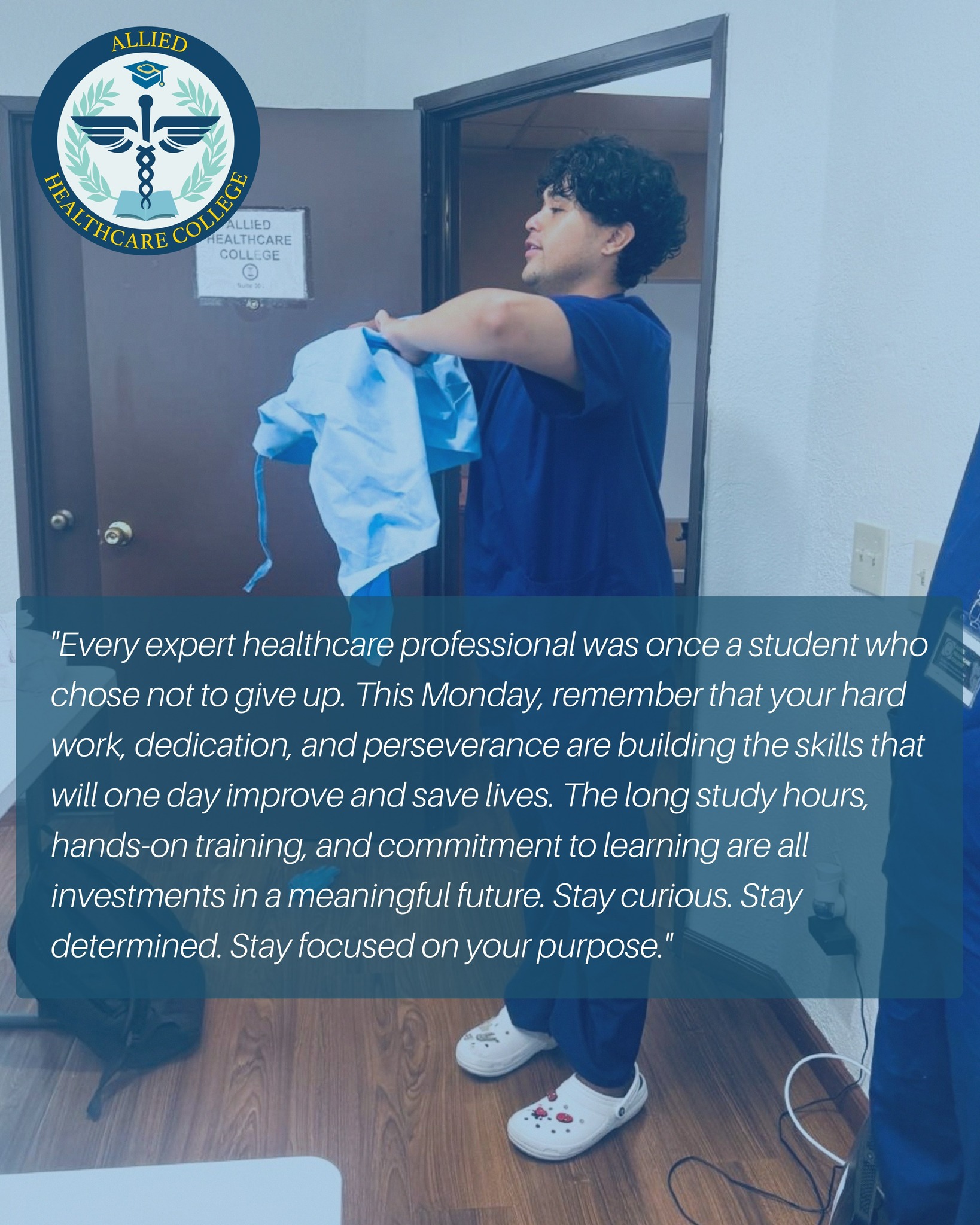 "Every expert healthcare professional was once a student who chose not to give up. This Monday, remember that your hard work, dedication, and perseverance are building the skills that will one day improve and save lives. The long study hours,
hands-on training, and commitment to learning are all investments in a meaningful future. Stay curious. Stay determined. Stay focused on your purpose."
#AlliedHealthcareCollege #MondayMotivation #Inspiration #quote #Cerritos #California #nursing #nursingassistant #certifednurseassistant