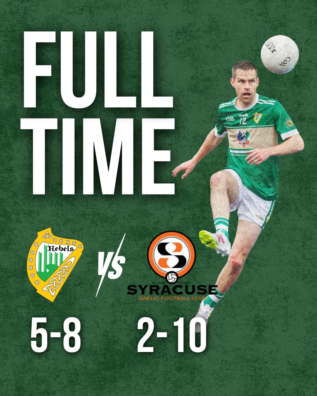 The Rebels Football team took their game on the road and are coming home with a defining win as they advance to 3-0 in league play.
Rebels Abú!
.
.
.
.
#midwestgaa #albanyrebels #albanyny #capitaldistrict #capitalregion #newyork #gaelicsports #gaa #usgaa #gaelicfootball #hurling #camogie