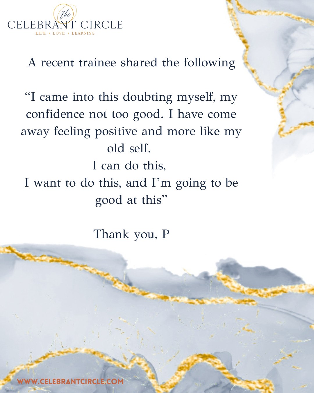 P trained with us recently, and as part of her feedback, she shared the following.
“I came into this doubting myself, my confidence not too good. I have come away feeling positive and more like my old self.
I can do this,
I want to do this, and I’m going to be good at this”
🥰 We are so pleased she has left with this confidence and passion for her life as a celebrant.
We're here supporting her every step of the way.
Our final training date for 2026 is 19th - 23rd October.
Or, if you've trained with a different celebrant training provider, but you'd love ongoing support and professional development, our membership is currently open for applications.
More details on our website.
Celebrant Circle, proud to set the standard in support, training and community for professional celebrants.
#celebrantadvocate #celebrantcommunity #CelebrantTraining #celebrantuk #CelebrantCircleUK
