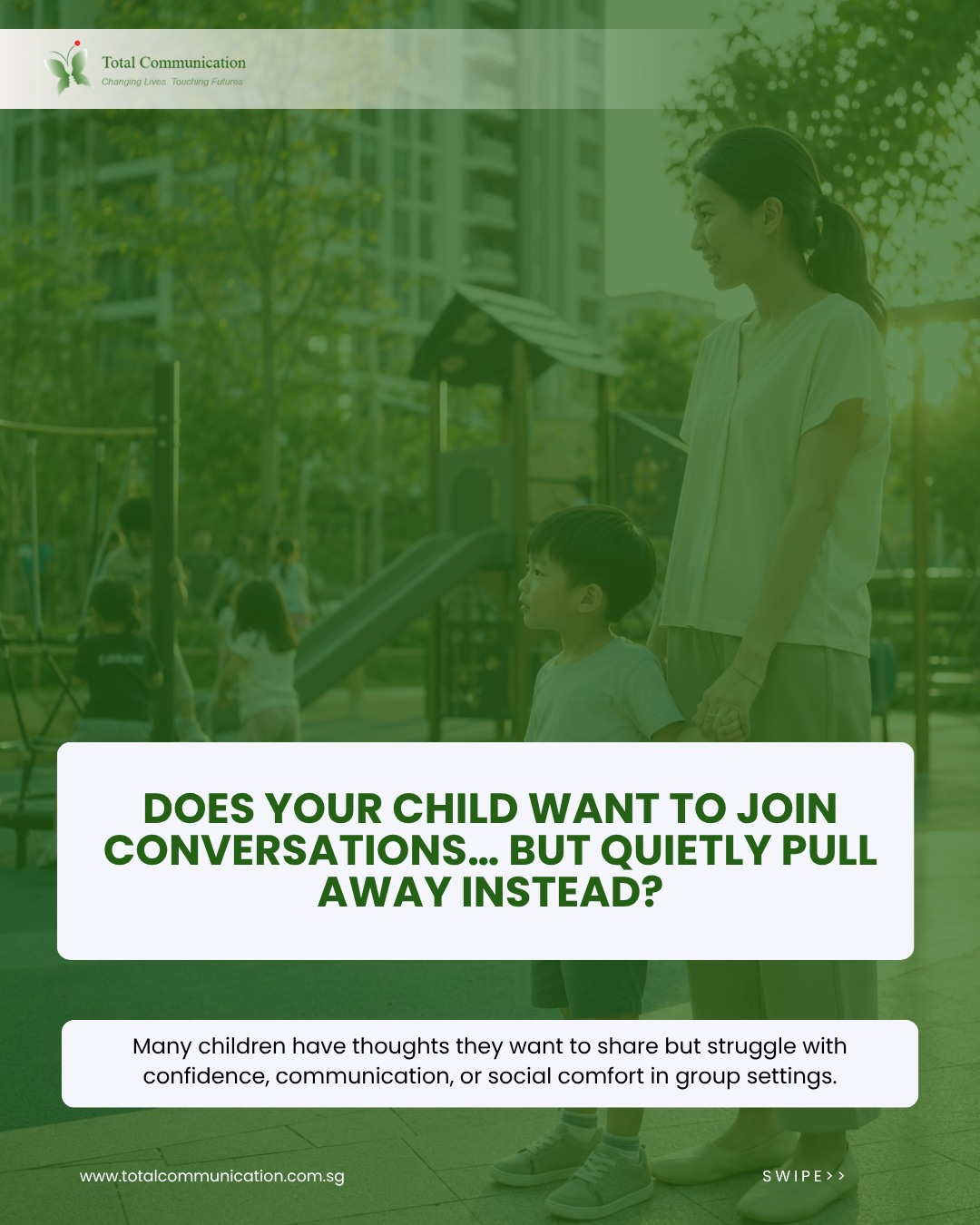 What if your child has so much to say, but finds it hard to join the conversation?
Some children may have thoughts they want to share but struggle with communication, confidence, or expressing themselves in social situations.
Small communication challenges can have a big impact on everyday moments.
With the right support, children can build confidence, express their needs, and connect more comfortably with others.
If you'd like to learn more about supporting your child's communication journey, we'd love to connect ๐
๐ +65 9115 8895
๐ www.totalcommunication.com.sg
#CommunicationSkills #SpeechTherapy #LanguageDevelopment #ChildDevelopment #LearningSupport