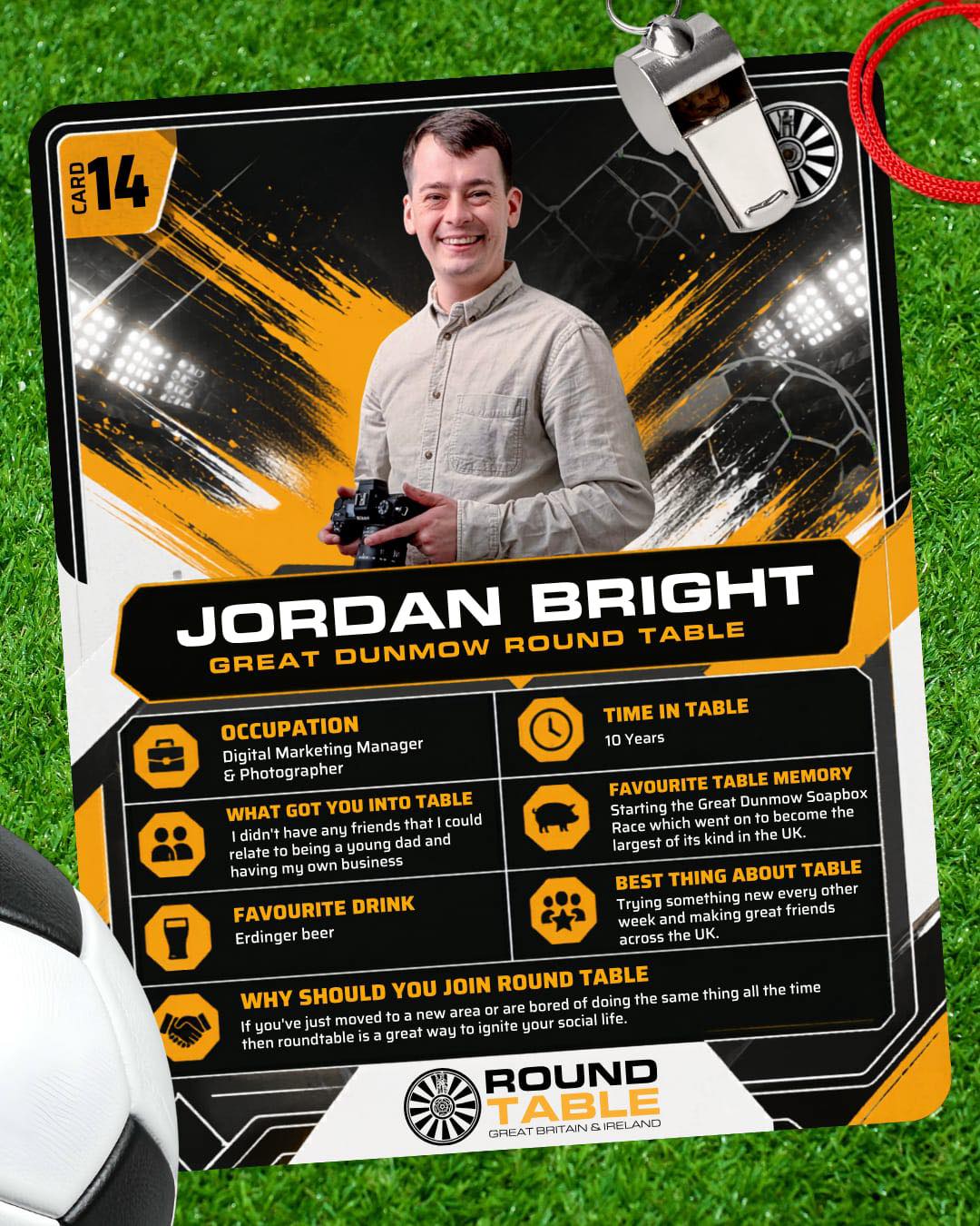 🏴🏆 It’s World Cup time!
Got, got, need…
Got a desire to help your local community through fundraisers and events while meeting likeminded people?
Got nowhere to do it?
Need to find out where?
That’s what Jordan did 10 years ago and he’s still going strong 💪🏼 There’ll be a lot more posts over the duration of the World Cup from other members where you can find out more about us and why we joined Round Table.
Round Table is a social group for men aged 18-45 that combines fun, friendship, social events and community fundraising. Whether you’re into sports, quizzes, nights out, charity events or simply meeting new people, there’s a place for you.
We raise money for local causes, support community projects and create lasting friendships along the way. No pressure, no cliques – just a great group of like-minded men looking to give something back while having a good time.
If you’re aged between 18 and 45 and would like to find out more, drop us a message.
Come along to a meeting, swap a few pins (genuinely!) - have a laugh and see what Round Table is all about.
Keep your eyes peeled and collect them all!
No swaps allowed though unfortunately..
#RoundTable #FootballStickers #FootballCards #Fundraising #Community #Charity #MensSocialGroup #MakeADifference #LocalCommunity #newfriends