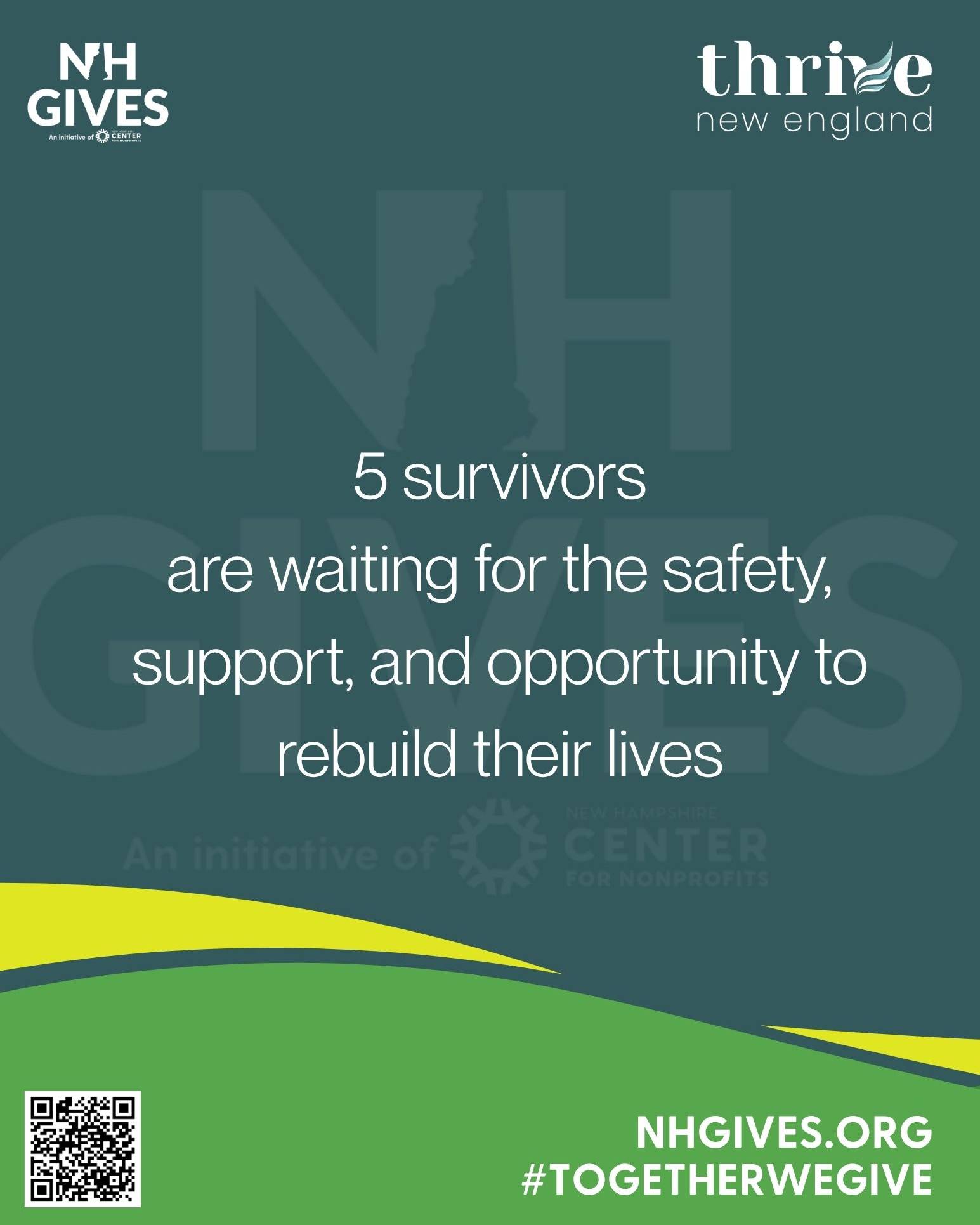 NH Gives is happening now! đź’™
Right now, 5 survivors are waiting for the safety, support, and opportunity to rebuild their lives.
Your gift to Thrive helps provide trauma-informed care, mentorship, advocacy, leadership development, and the resources survivors need to build lives of freedom and independence.
NH Gives is open now through 5:00 PM today, and every donation makes a difference.
If you've been thinking about giving, now is the time. And remember—you don't have to live in New Hampshire to participate. No matter where you are, your support helps survivors access the services, relationships, and opportunities they need to heal and thrive.
Together, we can ensure survivors have the support they need to build the futures they deserve.
Give before 5:00 PM and help change a life today.
https://www.nhgives.org/organization/Thrive-New-England
#NHGives #Thrive #SupportSurvivors #GiveWhereYouLive #EndHumanTrafficking #TogetherWeThrive #NHNonprofits #HealingAndHope