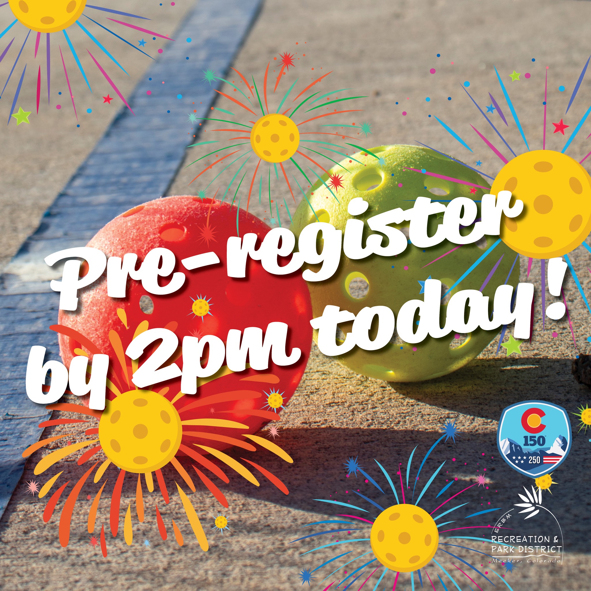 Pre-registration for the Fireworks Pickleball Tournament closes at 2:00pm TODAY!
Sign up now: erbmrec.com/summer-2026/fireworks-pickleball-tournament-team-registration