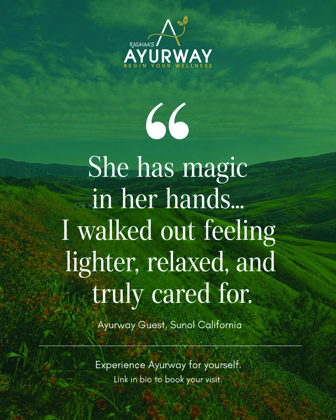 She has magic in her hands. That is how one of our guests described their Abhyanga treatment at Ayurway.
If you have been thinking about trying Ayurvedic wellness, let this be your sign. We are located in Sunol, California, an easy drive from San Francisco and the East Bay.
Link in bio to book your visit.
Have you been to Ayurway? Share your experience in the comments below.
#wellnessretreat #ayurveda #ayurvedicretreat #holistichealing #abhyanga #selfcare #bayareawellness #sfbayarea #sunolcalifornia #ayurway