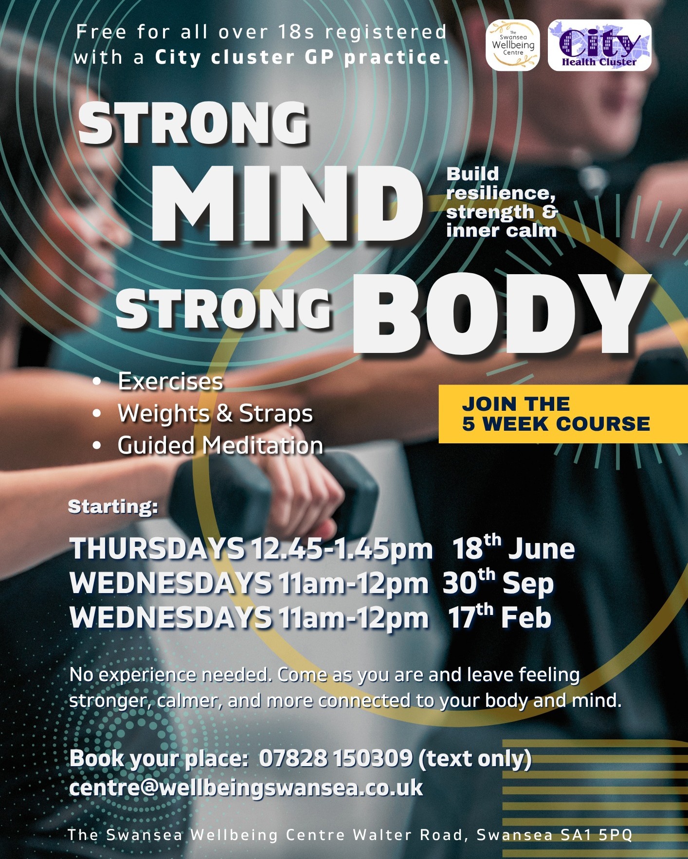 💪 Strong Mind, Strong Body 💪
We currently have 5 spaces available on our upcoming Strong Mind, Strong Body course.
starting tomorrow Thursday 18th June, 12.45-1.45pm
This welcoming course is designed to help you improve both your mental and physical wellbeing through simple, practical techniques that can be used in everyday life. Together we'll explore ways to build resilience, manage stress, improve confidence, and develop healthy habits that support overall wellbeing.
🌱 A supportive and friendly environment
🌱 Practical tools you can use straight away
🌱 Connect with others on a similar journey
If you've been looking for a positive step towards better wellbeing, this could be the perfect opportunity.
📩 To find out more or reserve a space, please contact the Swansea Wellbeing Centre.
Spaces are limited and offered on a first come, first served basis.
#StrongMindStrongBody #Wellbeing #MentalHealthMatters #CommunityWellbeing #SwanseaWellbeingCentre #SelfCare #Resilience