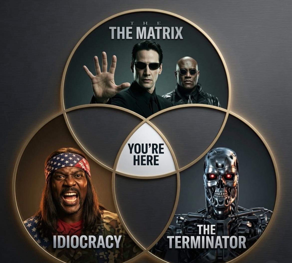 This is where I think we currently are as a society. #society #TheTerminator #TheMatrix #idiocracy #thefuture