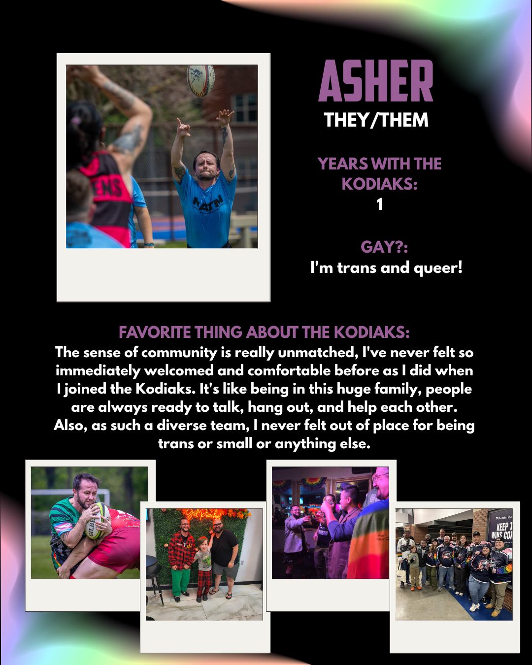 Happy Pride!! 🏳️🌈 The Kodiaks would like to take Pride Month to highlight the diversity and representation present on the team. As always, the Kodiaks are the only Queer and Gender inclusive Rugby team in Columbus!! 🏉💕🏉 We accept everyone regardless of gender expression, sexuality, age, creed, or experience level. So, come on out and join us, you might just like it! 😘😘