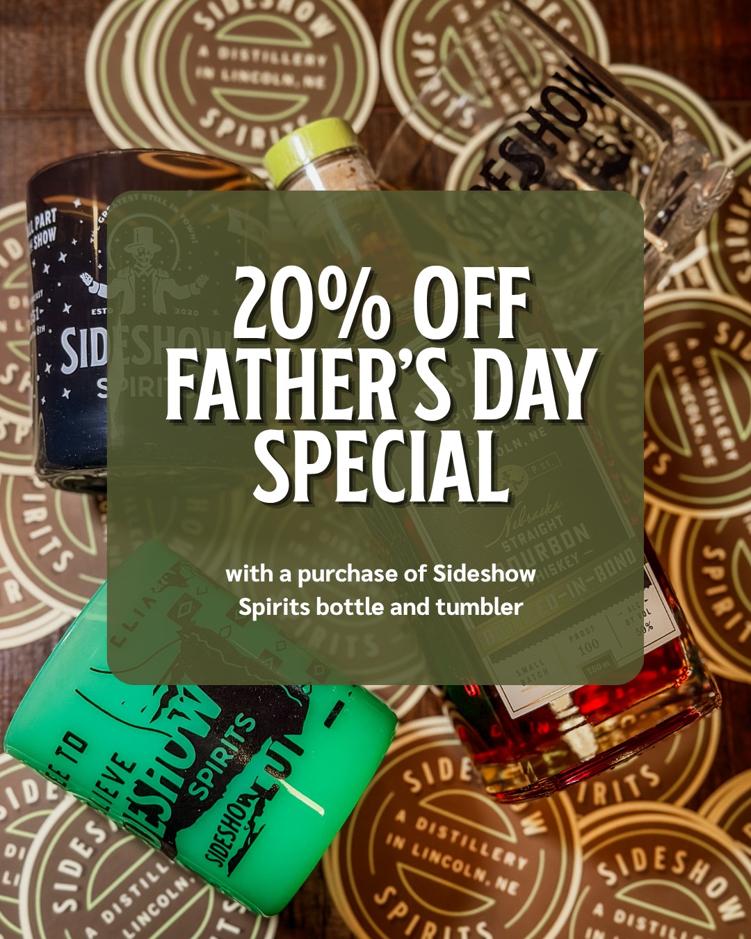 Looking for the perfect Father's Day gift? We've got you covered. Save 20% when you pair a Sideshow Spirits bottle with a tumbler. 🎁