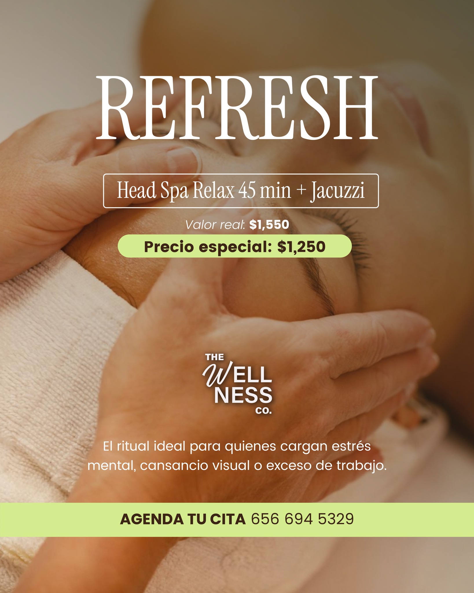Si últimamente te sientes mentalmente agotada, probablemente no necesitas hacer más… necesitas una pausa. ☁️🤍
REFRESH combina Head Spa Relax y jacuzzi para ayudarte a desconectar, liberar tensión y salir sintiéndote renovada. 🌿
Precio especial $1,250 ✨
Escríbenos "REFRESH" y reserva tu momento de bienestar.
📲 WhatsApp 656 588 8554
☎️ 656 694 5329
#TheWellnessCompany #HeadSpa #SelfCare #WellnessJuarez #SpaJuarez