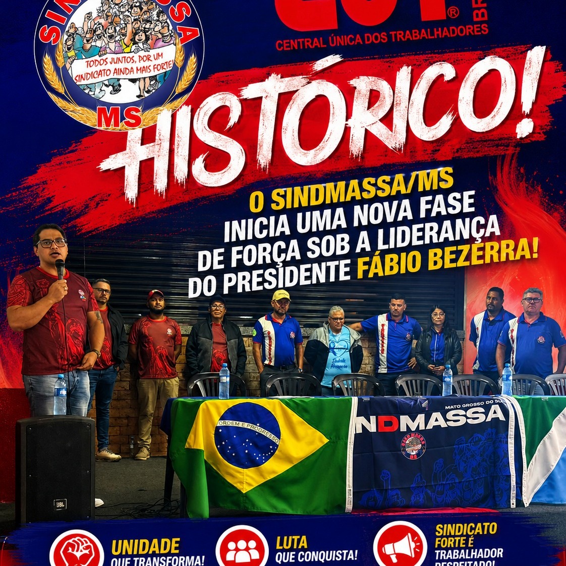 HISTÓRICO! ✊ O SINDMASSA/MS inicia uma nova fase de força sob a liderança do presidente Fábio Bezerra!
Nesta terça-feira (16/06), realizamos uma Assembleia Geral transformadora. Com a presença marcante de trabalhadores, a honrosa participação do Deputado Federal Dagoberto Nogueira e a oficialização da nossa filiação à CUT (Central Única dos Trabalhadores), avançamos rumo a um futuro muito mais sólido:
✅ Nova Nomenclatura: Agora somos o Sindicato Intermunicipal dos Trabalhadores Celetistas nas Indústrias de Alimentação, nas Cooperativas Agroindustriais da Indústria de Alimentação e demais segmentos da categoria.
✅ Ampliação de Base: Graças à visão estratégica do presidente Fábio Bezerra, passamos a representar também os trabalhadores em cooperativas agroindustriais, ampliando nossa voz em todo o Mato Grosso do Sul.
✅ Fortalecimento Institucional: A parceria com a CUT nos dá ainda mais musculatura para as lutas nacionais.
Seguimos firmes na missão de defender quem produz, com um sindicato moderno e cada vez mais próximo do trabalhador.
#SINDMASSA #FábioBezerra #DagobertoNogueira #CUT #SindicatoForte #AlimentaçãoMS #TrabalhadoresMS #MovimentoSindical #NovasConquistas #LutaSindical