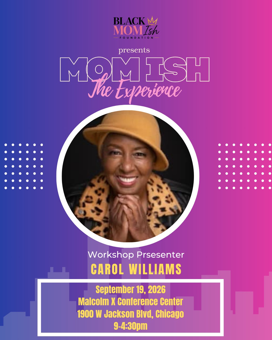 Dating after 65? Let’s talk about it.
We’re spotlighting Carol Williams, founder of Flipping Fabulously, as one of our workshop presenters for Mom Ish The Experience.
Carol helps seniors approach dating with confidence, clarity, strategy, and joy. Through her workshop, “Master the 6 Pillars of Modern Dating for Seniors,” she will help participants navigate modern dating, avoid scams, and build meaningful connections in their second act.
Because love, companionship, confidence, and joy are not just for the young. They belong to every season of life.
This workshop is part of The Legacy Lab, where we turn passion into purpose, and purpose into legacy.
Join us September 18–20, 2026 for Mom Ish The Experience.
Early bird tickets are available now through June 30 at blackmomish.com.
#MomIshTheExperience #BlackMomIsh #TheLegacyLab #FlippingFabulously #SeniorDating #BlackWomenOver50 #BlackWomenOver60 #SecondActLiving #ModernDating #BlackWomenDeserveJoy #ChicagoEvents #WomenEmpowerment #EverydayExtraordinary