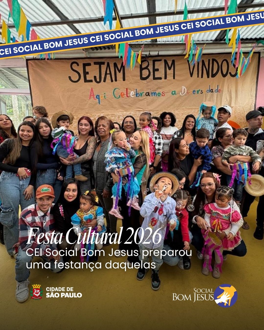 A alegria da Festa Junina do CEI Social Bom Jesus foi ainda mais especial neste ano, celebrando a diversidade cultural que nos une. 🌽🤠
Entre brincadeiras, músicas, danças, histórias, culinária e manifestações culturais, vivemos experiências que fortalecem o respeito, a empatia e o reconhecimento das diferentes tradições que compõem nossa sociedade.
Celebrar é também aprender e compartilhar: cada povo, cada família e cada história enriquecem nossa comunidade e nos lembram que juntos construímos uma sociedade mais humana e acolhedora. 💛✨