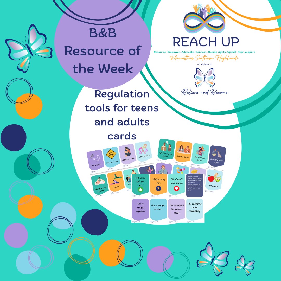 Did you know that we now have over 45 amazing resources available completely FREE on our webpage https://www.believeandbecome.com.au/resources?
Today we are featuring our Regulation tools for teens and adults' cards - This printable set contains 88 cards, each reflecting a different regulation strategy. The images are suitable for teens and adults (check out our kidβs regulation tools set too!). Great for use by occupational therapists, psychologists, other allied health professionals and educators for practical activities to help people explore a wide range of regulation tools to include in their toolbox.
The development of our free resources has been supported by a Peer Support and Capacity Building Grant from the NDISβΊοΈπ¦