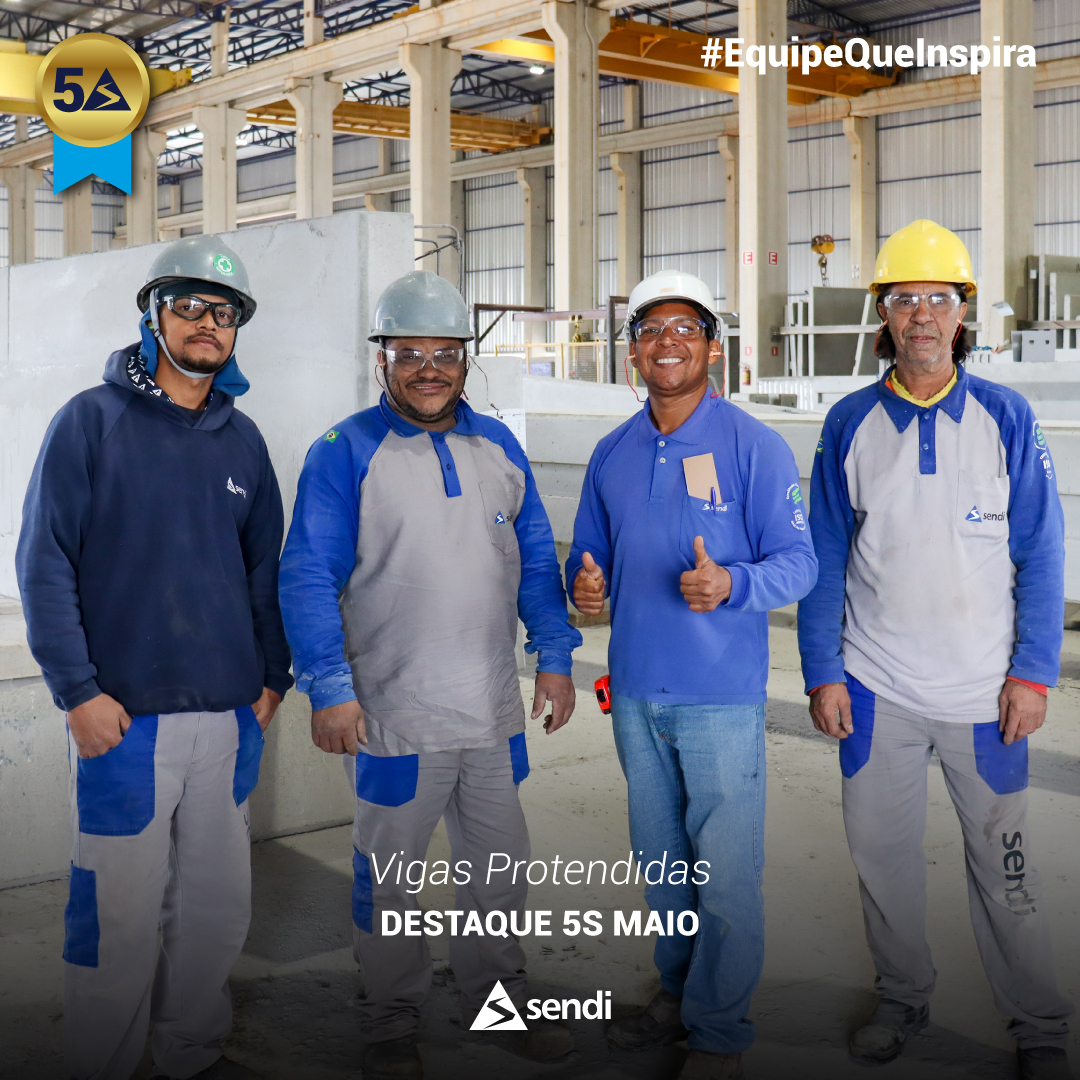 E a #EquipeQueInspira desta vez é a equipe de Vigas Protendidas. Eles vêm mandando bem no 5S em 2026 e não é à toa que estão marcando presença por aqui! Parabéns a todos pelo excelente trabalho! 🚀💙
#sendi #engenharia #préfabricados #construção #obras #projetos #5S