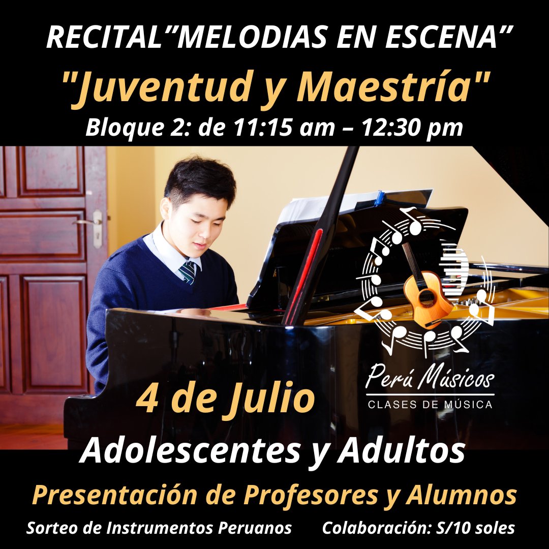 ¿Te imaginas ver a tu hijo brillando en un escenario, lleno de confianza y aplaudido por todos? 🎹✨
Este 4 de julio viviremos una noche mágica en nuestro recital "Melodías en Escena: Nuestro Viaje Musical". Nuestros alumnos están listos para demostrar cómo la música ha transformado su disciplina, su enfoque y su autoestima. ¡Las imágenes y videos que verás ese día reflejan el orgullo de padres que, como tú, tomaron la mejor decisión! 🚀
⚠️ ¿Tu hijo se lo perdió esta vez? ¡Que no vuelva a pasar!
Si dejas pasar más tiempo, el año habrá terminado. Las inscripciones para nuestras Clases de Música a Domicilio (en Lima) y Online (para todo el Perú y el mundo) ya están abiertas.
Si te matriculas HOY, tu hijo iniciará el camino perfecto para ser la estrella de nuestro próximo Gran Recital de Fin de Año en Diciembre. 🎄🎻
✨ ¿Por qué elegir Perú Músicos?
Comodidad absoluta: Clases personalizadas en la seguridad de tu hogar (Lima) o desde cualquier parte del mundo en modalidad online.
Metodología garantizada: No solo enseñamos notas, transformamos vidas, potenciamos la mente y creamos seguridad.
Garantía de éxito: Perú Músicos: 20 años transformando vidas a través del poder de la música.
🚨 ¡CUPOS LIMITADOS PARA EL CICLO DE INVIERNO/FIN DE AÑO! 🚨
No dejes el talento de tu hijo para el próximo año. El momento de empezar es ahora para llegar listos a diciembre.
👇 Dale clic al enlace de nuestra bio o escríbenos al DM para reservar tu clase de prueba y asegurar su lugar en el escenario de diciembre. 📲
🔗 Reserva tus clases aquí: www.perumusicos.com
Reserva tus clases al Whatsapp https://wa.me/51922168421 y https://wa.me/51984150584 ¡Esperamos verte pronto!
#ClasesDeMusica #MusicaADomicilio #ClasesOnline #RecitalDeMusica #PeruMusicos #MusicosPeruanos #LimaPeru #ClasesDeMusicaLima #TalentoInfantil #HijosFelices #PadresOrgullosos #EducacionMusical #AprenderMusica #ClasesDePiano #ClasesDeGuitarra #ClasesDeCanto #EducacionEmocional #DesarrolloInfantil #TransformandoVidas #Metas2026 #MusicaParaNiños #Fyp #ParaTi #ViralPeru #InscripcionesAbiertas #FinDeAño2026 #TalentoPeruano #CulturaLima #MusicaEsVida #EmprendedoresPeruanos