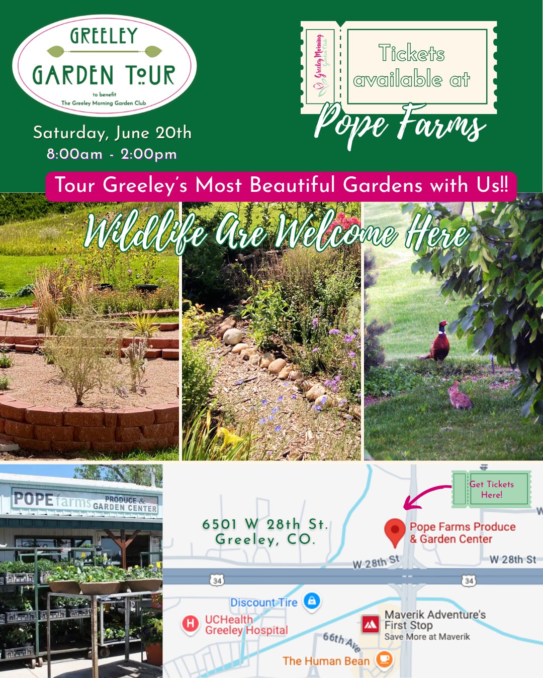 ๐ฟ Featured Garden: "Wildlife Are Welcome Here" ๐ฆ๐
Get a glimpse of one of the beautiful gardens featured on this year's Greeley Garden Tour! "Wildlife Are Welcome Here" showcases the beauty that can happen when a garden is designed with nature in mind.
Join us THIS Saturday, June 20, from 8:00 a.m. to 2:00 p.m. for a self-guided tour of unique and inspiring gardens throughout the Greeley area. Proceeds support scholarships and community projects sponsored by the Greeley Morning Garden Club.
๐๏ธ Tickets are available now at Pope Farms and other participating locations, or online at greeleygardenclub.com.