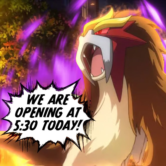 Have to open late today, gang!
Tonight we announce our Summer deals and discounts!!
Stop by until 8pm for some gaming, console purchases, disc cleaning, One Piece, squishy toys, AND Pokemon!
Or grab a bottle of water. Whatever works for ya.
See you there!