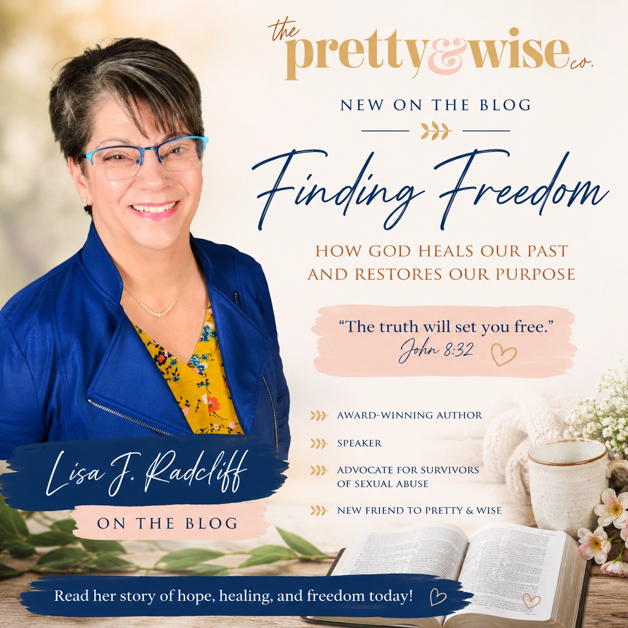 Some stories are hard to tell.
Not because God hasn't been faithful, but because the wounds run deep.
This month, we're honored to welcome award-winning author, speaker, and advocate Lisa J. Radcliff to the Pretty & Wise blog. In her article, Finding Freedom, Lisa shares her journey from shame and brokenness to healing, hope, and restoration through Christ.
If you've ever wondered whether God can truly redeem the hardest parts of your story… if you've ever felt stuck in shame, weighed down by your past, or unsure how healing is even possible, Lisa's words are a gentle reminder that freedom isn't found in pretending the pain never happened. It's found in bringing it to the One who heals.
Friend, wherever you find yourself today, know this: God sees you, He is for you, and your story is not beyond His redemption.
Read "When Your Past Won't Stay Buried" on the blog today. 🤍
https://www.prettyandwise.com/post/when-your-past-won-t-stay-buried-finding-freedom-in-christ
#PrettyAndWise #FindingFreedom #FindingFreedomInChrist #ChristianWomen #HealingInChrist #HopeAndHealing #FaithJourney
