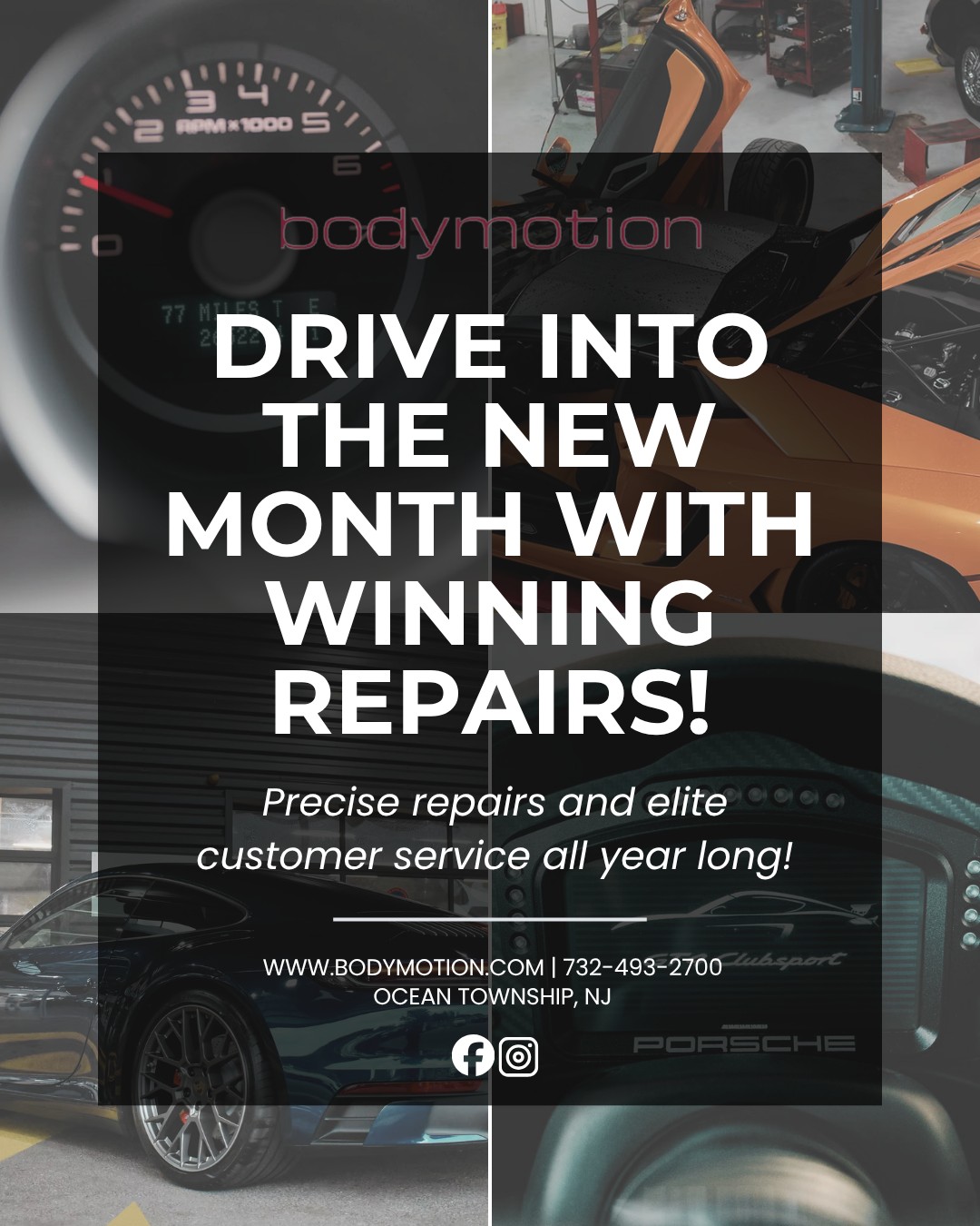 Drive into the new month with winning repairs from the #1 referred collision repair and auto body shop in Monmouth County, NJ! 🔧💪
Our auto body repair technicians are trained at OEM training academies for each manufacturer, ensuring your vehicle is returned to you as safe as the day it was built 🚗
40+ Years of Passion and Excellence
www.bodymotion.com | 732-493-2700
#bodymotion #collisionrepair #monmouthnj #newjerseybusiness #customerservice #autobody #autorepair #bodyshopnearme #autobodyshopnearme #autorepairshopsnearme #carforsale #carsales #PPINJ #porsche #porsheinspection #exoticcarrepair #tycanbodyrepair