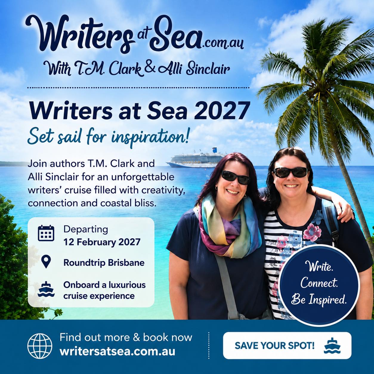 🚨 EOFY SALE ALERT 🚨
Your next great adventure is calling…
Royal Caribbean’s End of Financial Year offers are here, and there’s never been a better time to book your place on Writers at Sea 2027!
Departing Brisbane — February 2027
Ready to come aboard?
Visit www.writersatsea.com.au to learn more and secure your spot!
#WritersAtSea #RoyalCaribbean #WritingLife