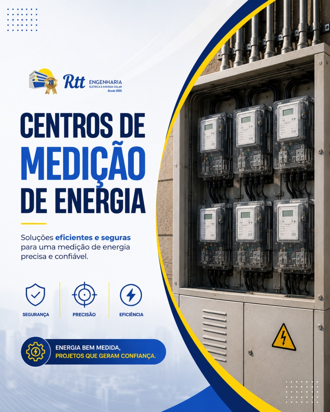 ⚡ CENTROS DE MEDIÇÃO DE ENERGIA: PRECISÃO, SEGURANÇA E EFICIÊNCIA ⚡
Você sabia que um Centro de Medição de Energia bem dimensionado é fundamental para garantir o controle preciso do consumo elétrico em condomínios, empresas e empreendimentos?
Além de atender às exigências das concessionárias, um sistema de medição adequado proporciona mais transparência, segurança e eficiência na gestão da energia elétrica.
Na RTT Engenharia, desenvolvemos e executamos projetos completos de Centros de Medição, seguindo rigorosamente as normas técnicas e garantindo total confiabilidade para sua instalação.
✅ Medição precisa do consumo
✅ Segurança para usuários e equipamentos
✅ Conformidade com as normas vigentes
✅ Projetos para condomínios e corporações
✅ Instalação e adequação com equipe especializada
💡 Energia bem medida é sinônimo de gestão inteligente e economia a longo prazo.
📞 (13) 3329-3628
📲 WhatsApp: (13) 3358-2401
📧 comercial@rttengenharia.com.br
RTT Engenharia - Elétrica voltada à vida, desde 2005.
👉 Seu condomínio ou empresa está com o Centro de Medição adequado às normas atuais? Conte para nós nos comentários!
#RTTEngenharia #CentroDeMedicao #MedicaoDeEnergia #EnergiaEletrica #EngenhariaEletrica #Condominios #AdministracaoCondominial #SindicoProfissional