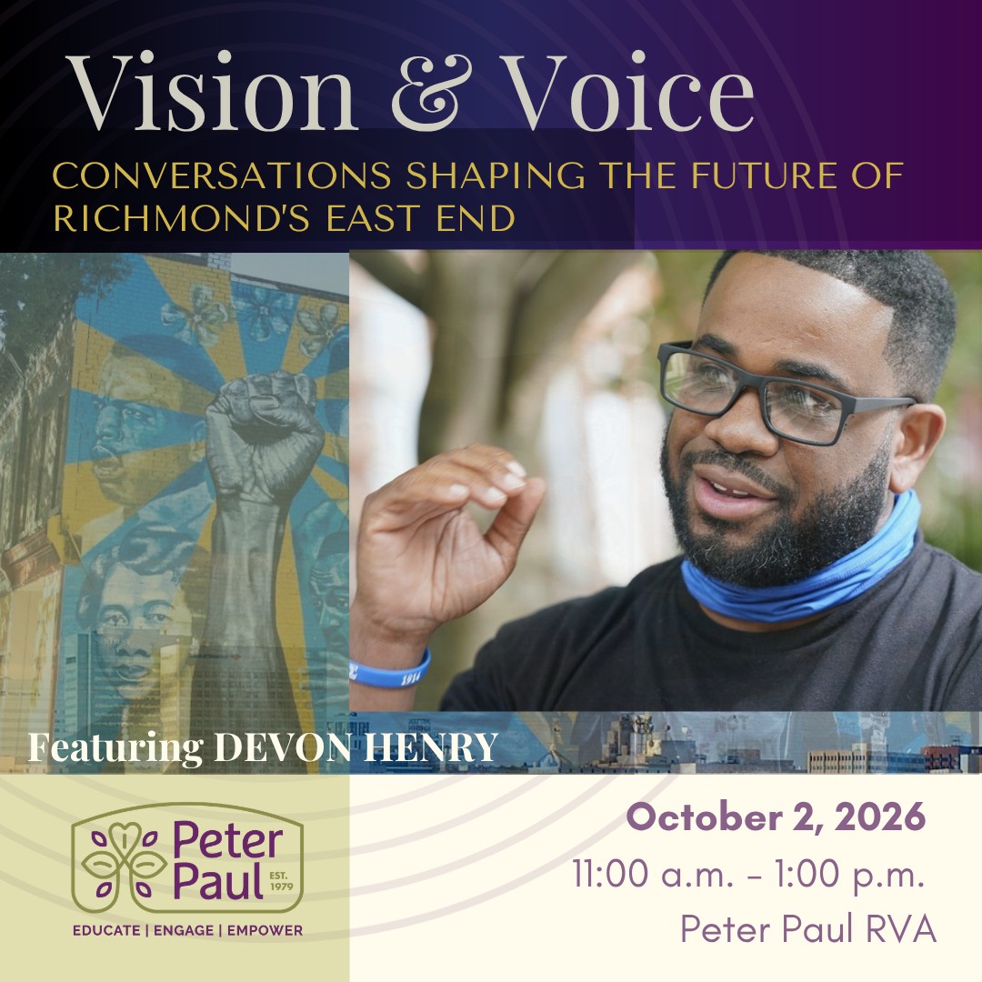 📣 Save the Date!
What does it take to close opportunity gaps and help East End youth thrive?
Join us for Peter Paul RVA’s 2nd Annual Vision & Voice, bringing together leaders, partners, and community voices for a powerful conversation on opportunity and impact.
🎤 Featuring Devon Henry (@team_henry) in conversation with CEO Corey Taylor (@coreyt33)
✨ Last year, we welcomed the incredible B. K. Fulton (@bkfulton), and this year’s event will be just as inspiring.
🗓 Oct 2, 2026
🕚 11AM–1PM
📍 Peter Paul RVA
➡️ Register to attend or learn more about sponsorship opportunities (Link in our bio)
🤝🏾 Interested in sponsoring Vision & Voice?
Partner with us to support youth in the East End while connecting your organization to leaders and changemakers shaping our community. Sponsorship opportunities are now available, join us in making a lasting impact.
📩 Reach out to Dmichelle@peterpaulrva.org to learn more.
#VisionAndVoice #PeterPaulRVA #RichmondVA #Leadership #CommunityImpact #EastEndRVA