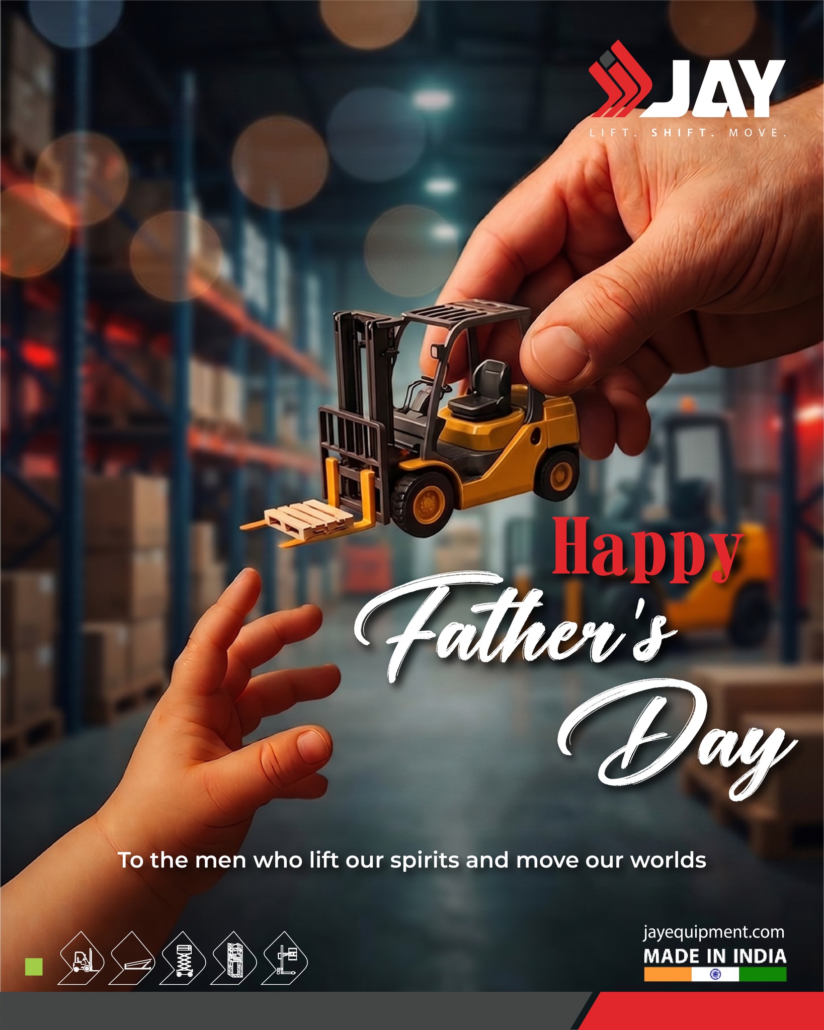 The strongest support in life comes from the hands that guide us, the hearts that encourage us, and the wisdom that shapes our journey.
.
This Father's Day, Jay Equipment Pvt. Ltd. salutes all the fathers who inspire confidence, perseverance, and strength in every step of life.
.
Wishing all the incredible dads a very Happy Father's Day!
.
#HappyFathersDay #JayEquipmentPvtLtd