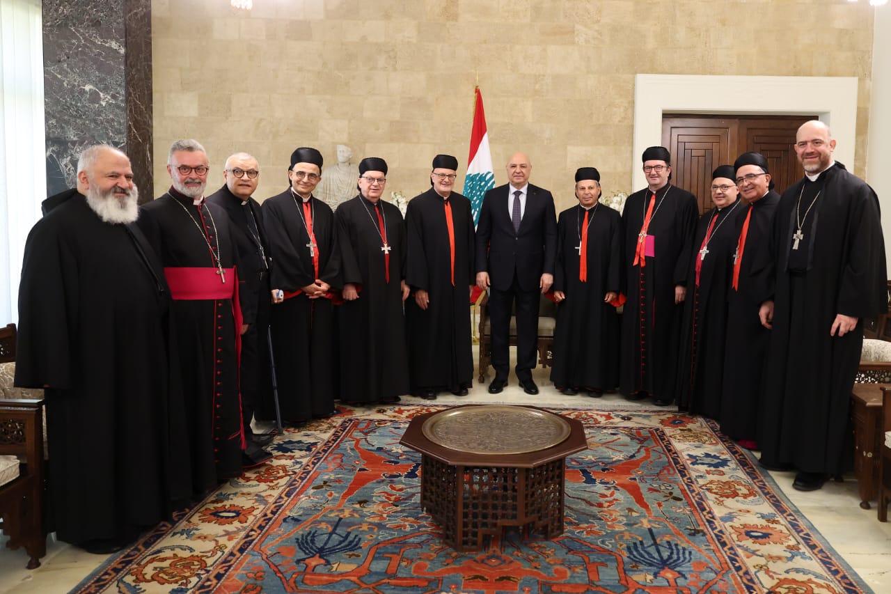 Most Reverend A. Elias Zaidan, Bishop of the Eparchy of Our Lady of Lebanon of Los Angeles, and the Maronite Bishops of the Expansion recently met with President Joseph Aoun during their visit to Lebanon.
As we continue to pray for Lebanon and the entire Middle East, may the Lord grant peace to all nations and guide leaders throughout the world in the pursuit of justice, unity, and the common good.