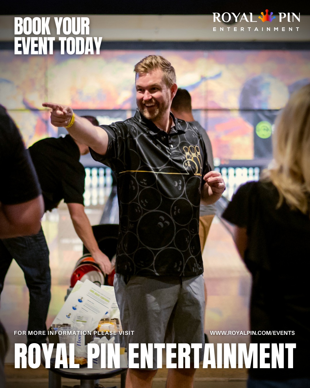 Treat your team to an outing that they won't forget with Royal Pin! 🎳
Enjoy our food, entertainment, and more during your next event! 🎉