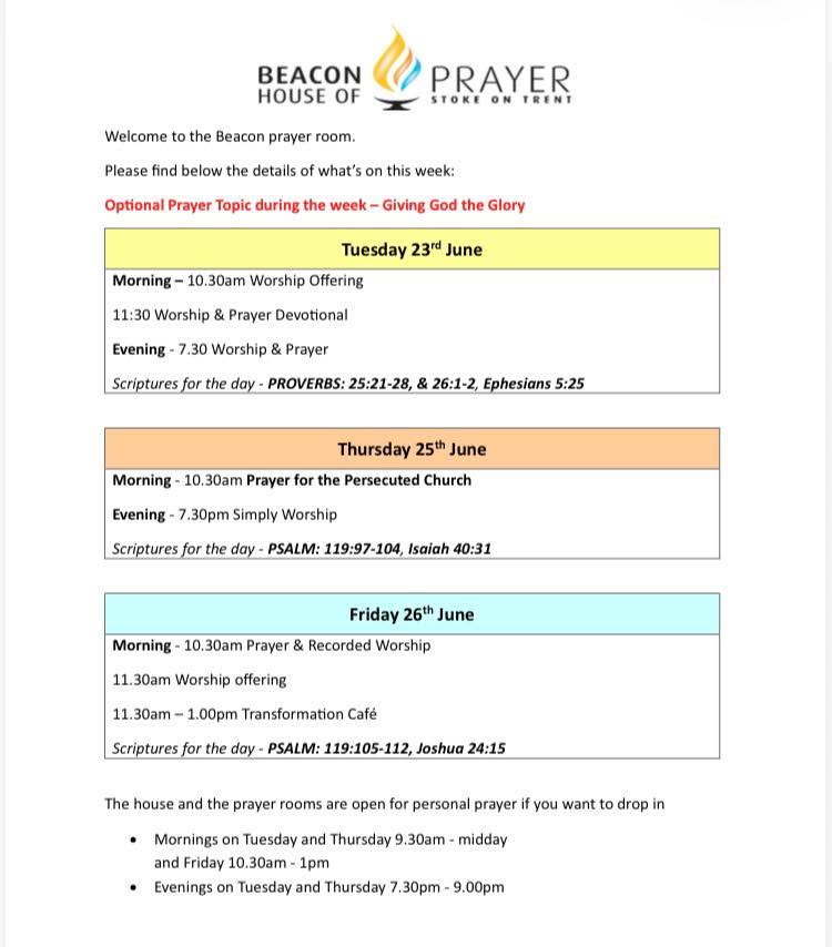 Here’s the rundown of what’s happening at the House of Prayer this week.
We’d love to see you ❤️🙏
