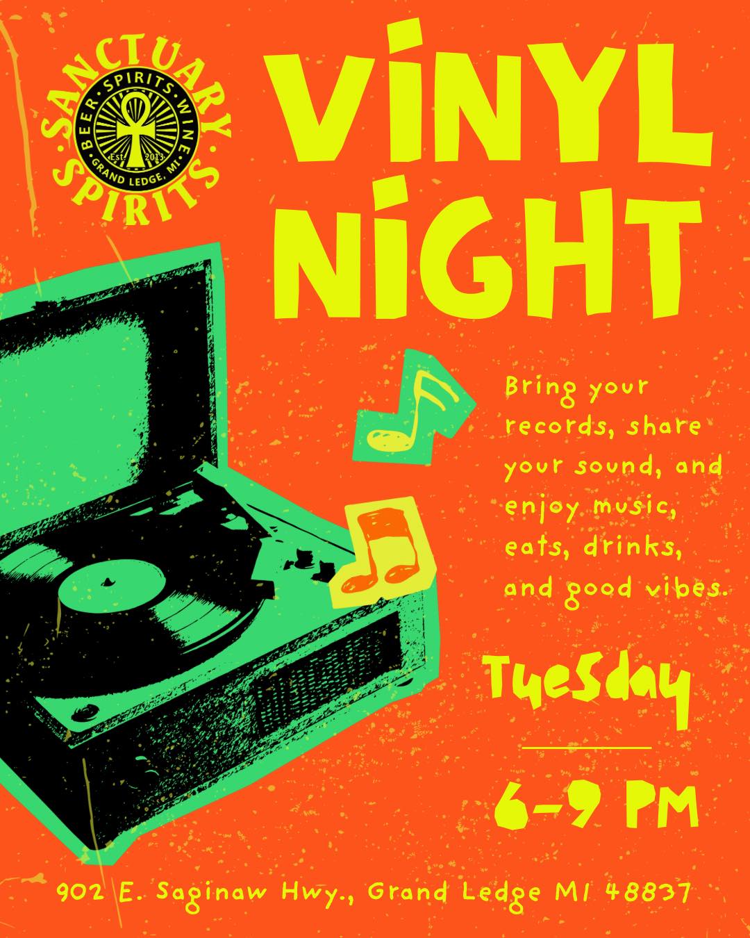 🎸🎵🍺 VINYL NIGHT 6-9pm🥃🎶🎸
Tonight’s theme is “Unplugged”🎤.
Does your favorite artist have an acoustic recording? Nirvana MTV unplugged perhaps? Bring it in and let Tyler or Kenny know and they will get you in the queue.
Come early for dinner, stay late for the tunes.
#vinylnight #sanctuaryspirits #craftallthewayeveryday