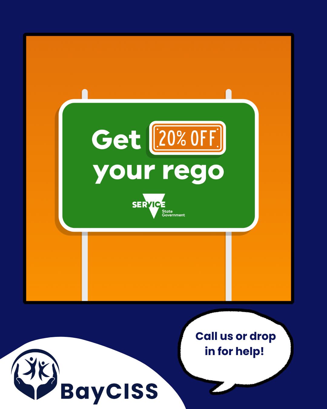 ๐ฃHave you received your 20% rebate off your rego yet? ๐ฃ
Until 31 July 2026, you can get up to $186 back off your rego for registrations paid between 1 July 2025 and 30 June 2026.
Applications are submitted through Service Victoria, and if you need support applying, BayCISS is here. Drop in or call us on 9555 9910 for further information.
#bayciss #CISVic #baysidecitycouncil #CityOfKingston #highettcommunitybank #MoreThanJustFood #TimWilsonMP #regorebate